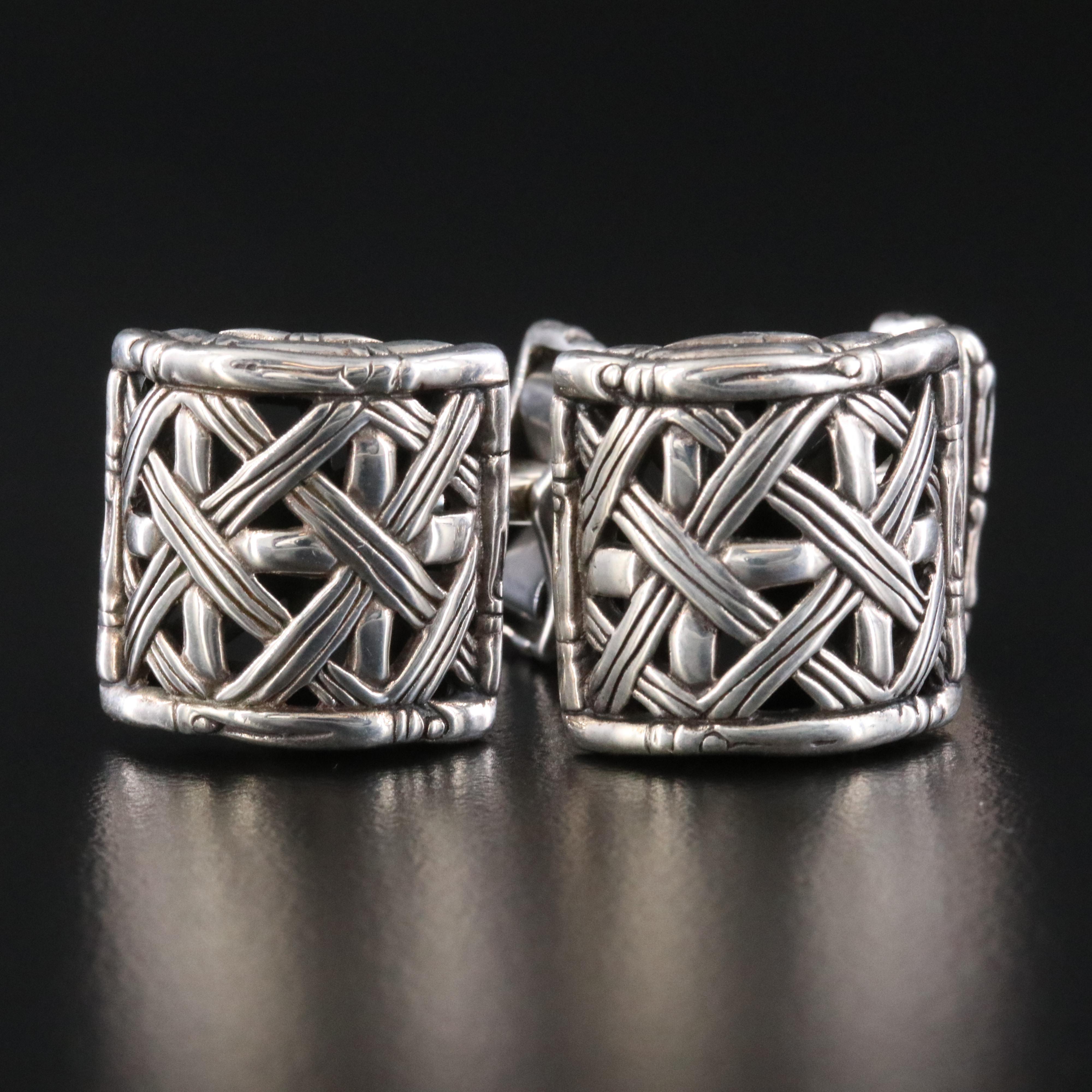 John Hardy Bamboo Sterling Square Cufflinks