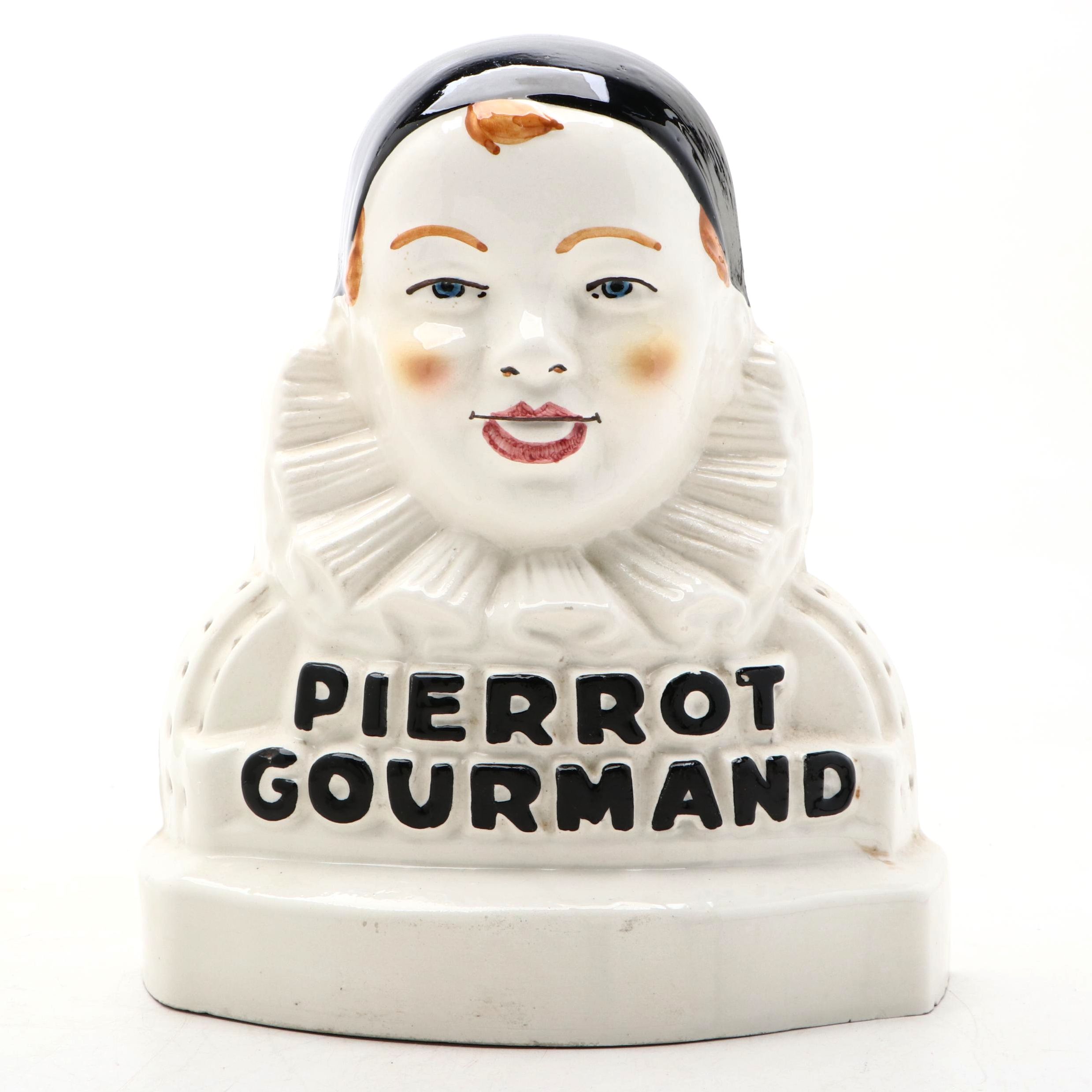 Pierrot Gourmand Ceramic Advertising Lollipop Display, Mid-20th Century