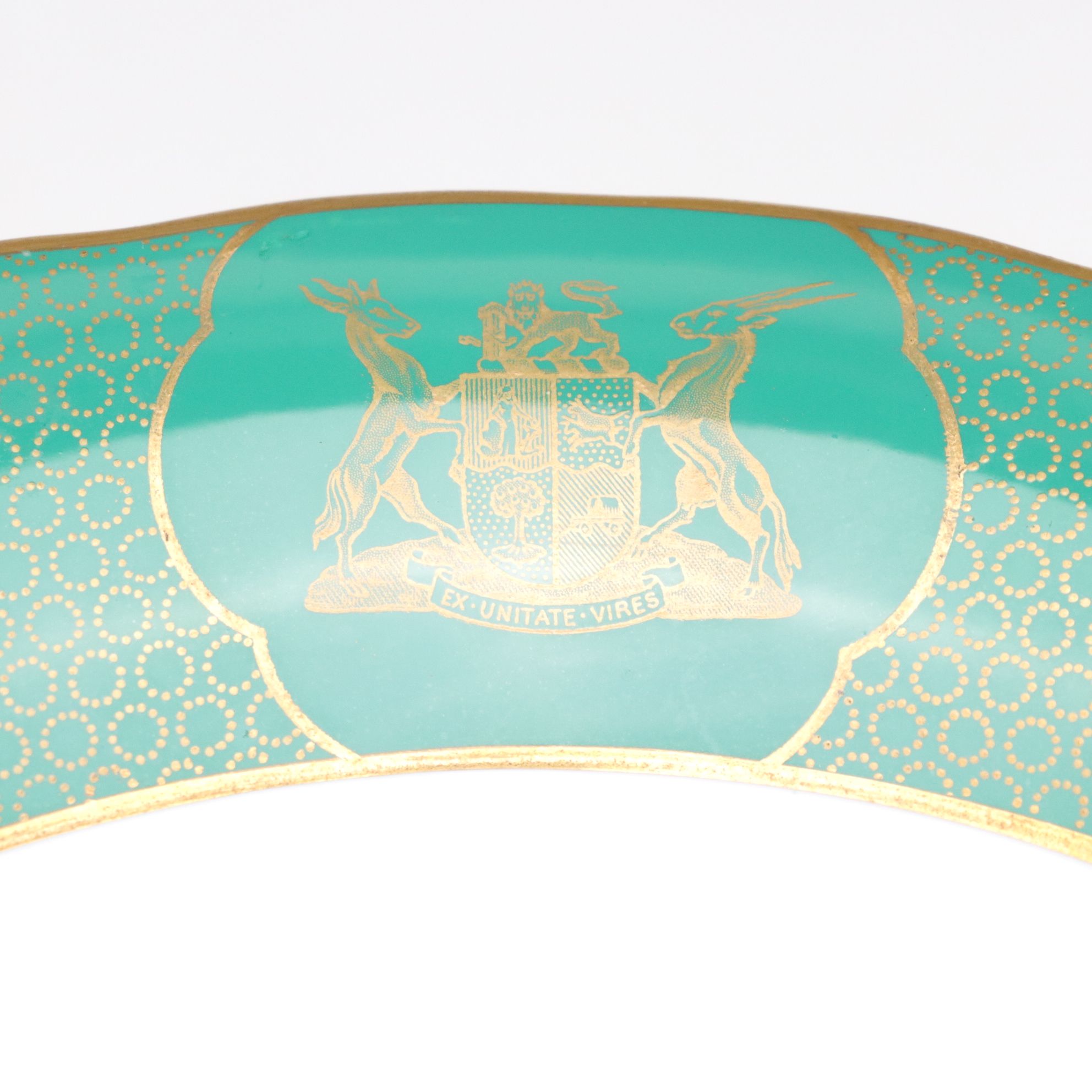 Spode "South African Coat of Arms" Porcelain Dinner Plates and Compote, 1940s