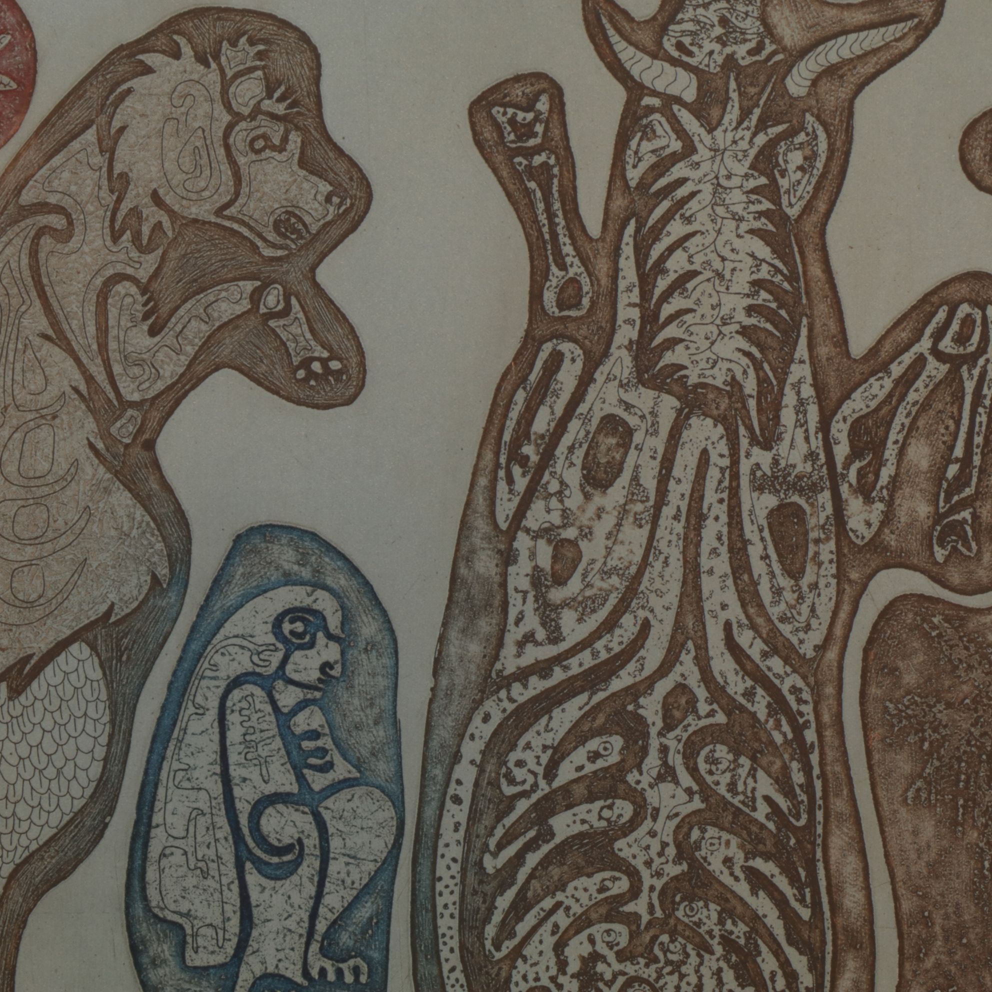 John Ihle Intaglio Collagraph "Mugkhas and the Hartebeest", 1960