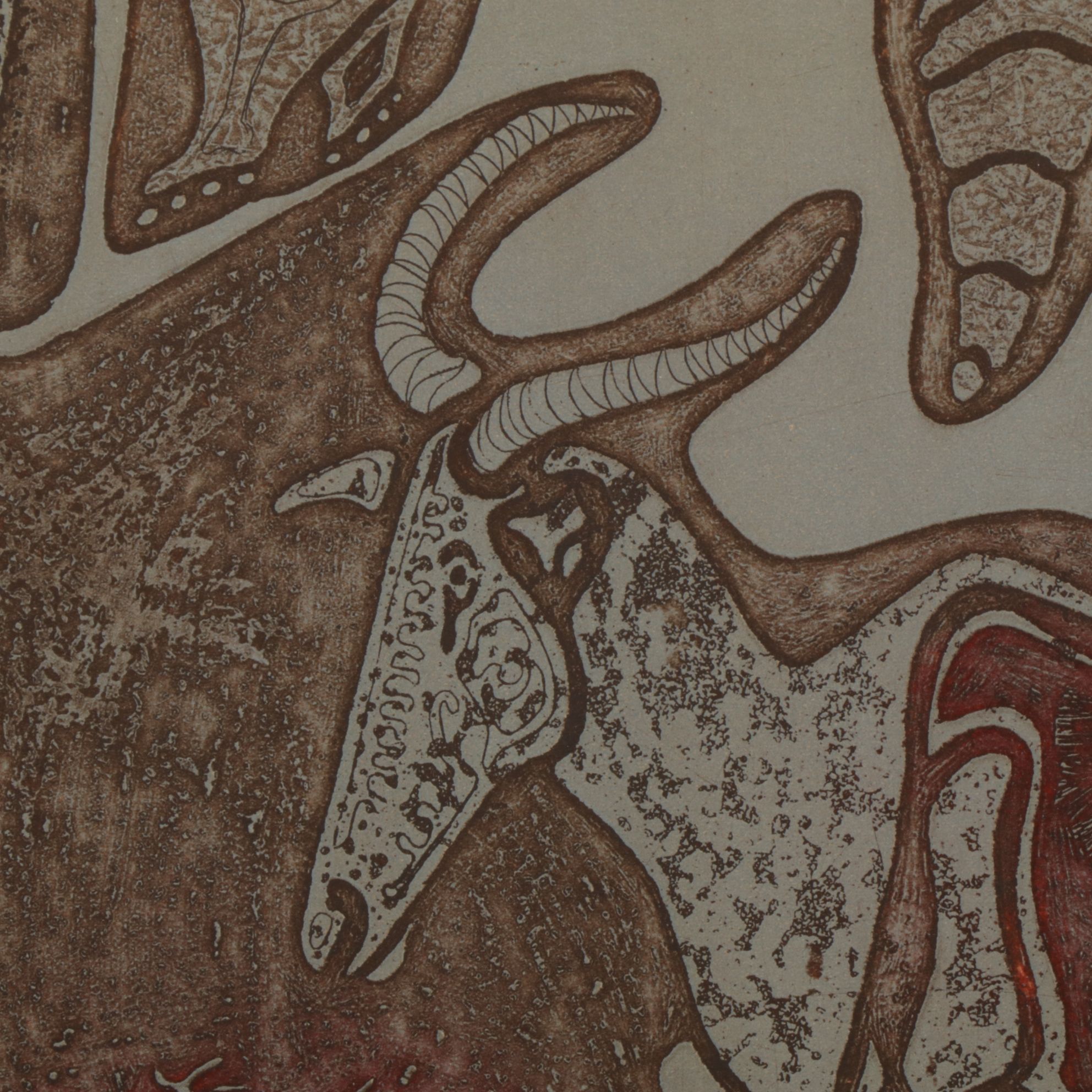 John Ihle Intaglio Collagraph "Mugkhas and the Hartebeest", 1960