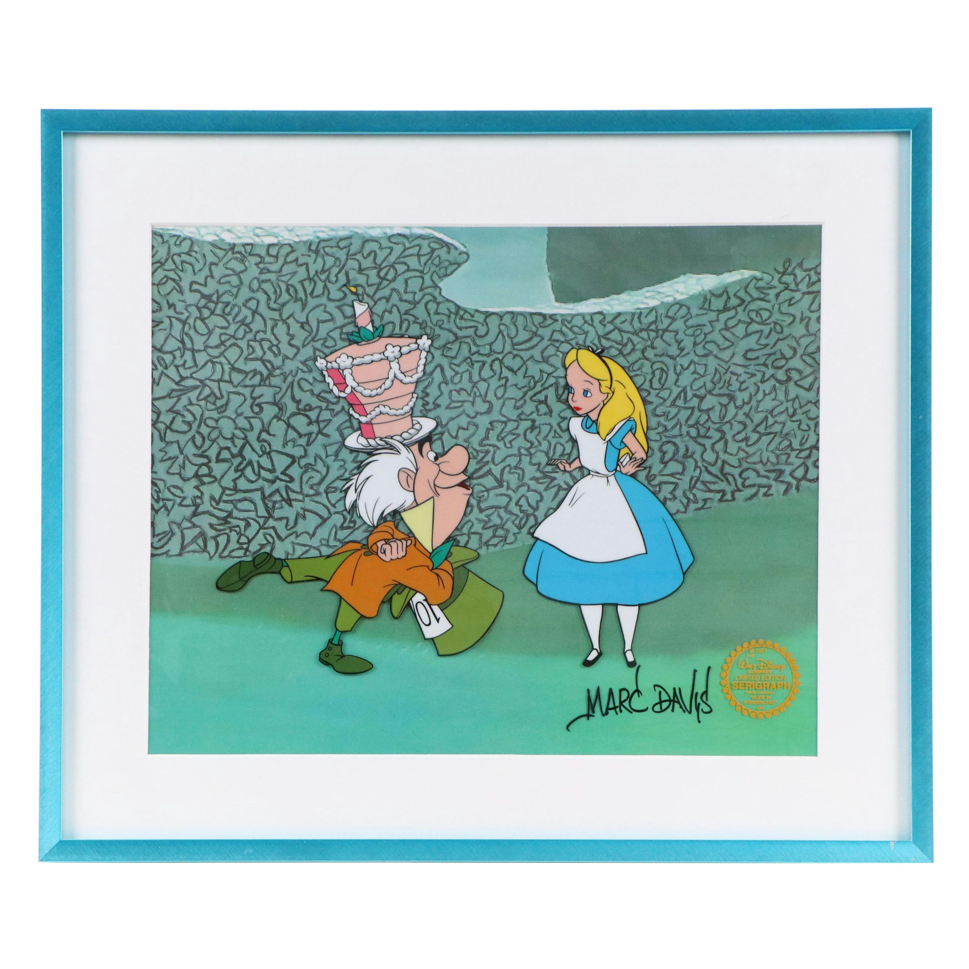 Disney Sericel "Alice in Wonderland" Signed by Marc Davis, 1980s