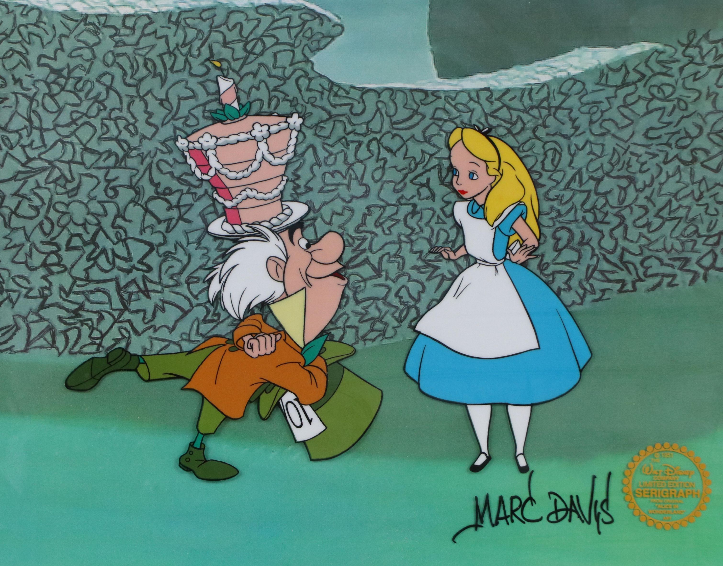 Disney Sericel "Alice in Wonderland" Signed by Marc Davis, 1980s