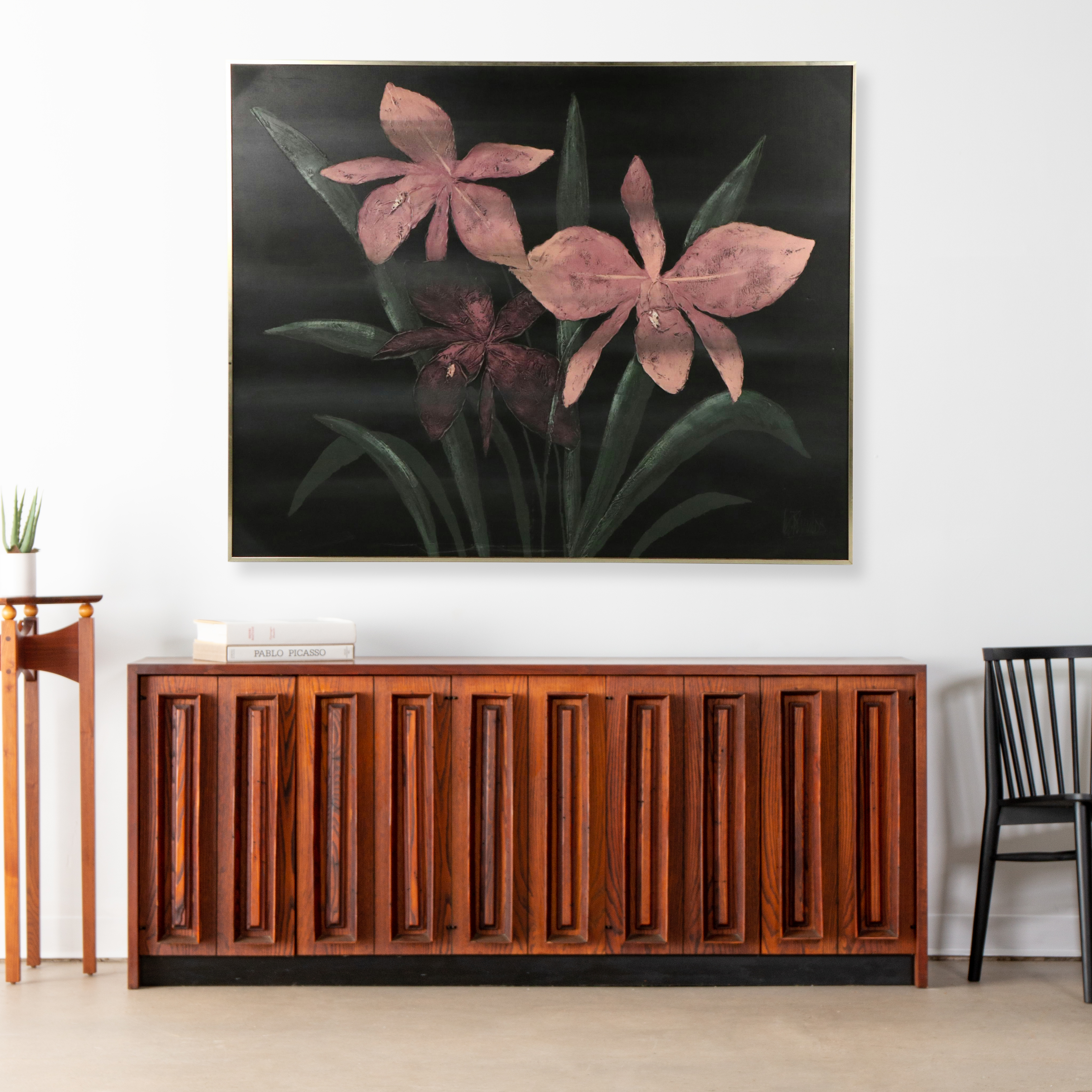 Lee Reynolds Vanguard Studios Large-Scale Acrylic Painting of Pink Orchids