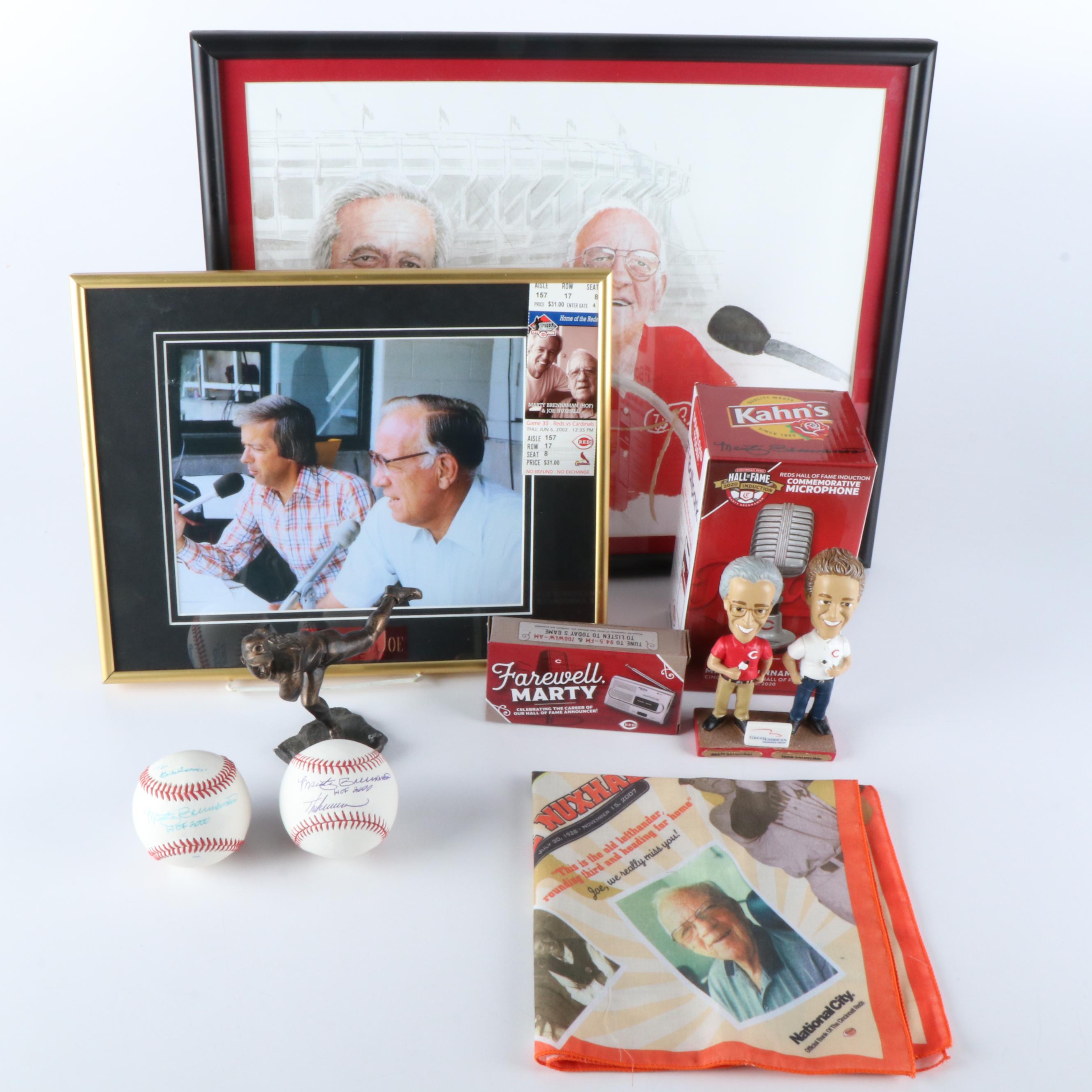 Marty Brennaman & Joe Nuxhall Cincinnati Reds Announcers Memorabilia Group