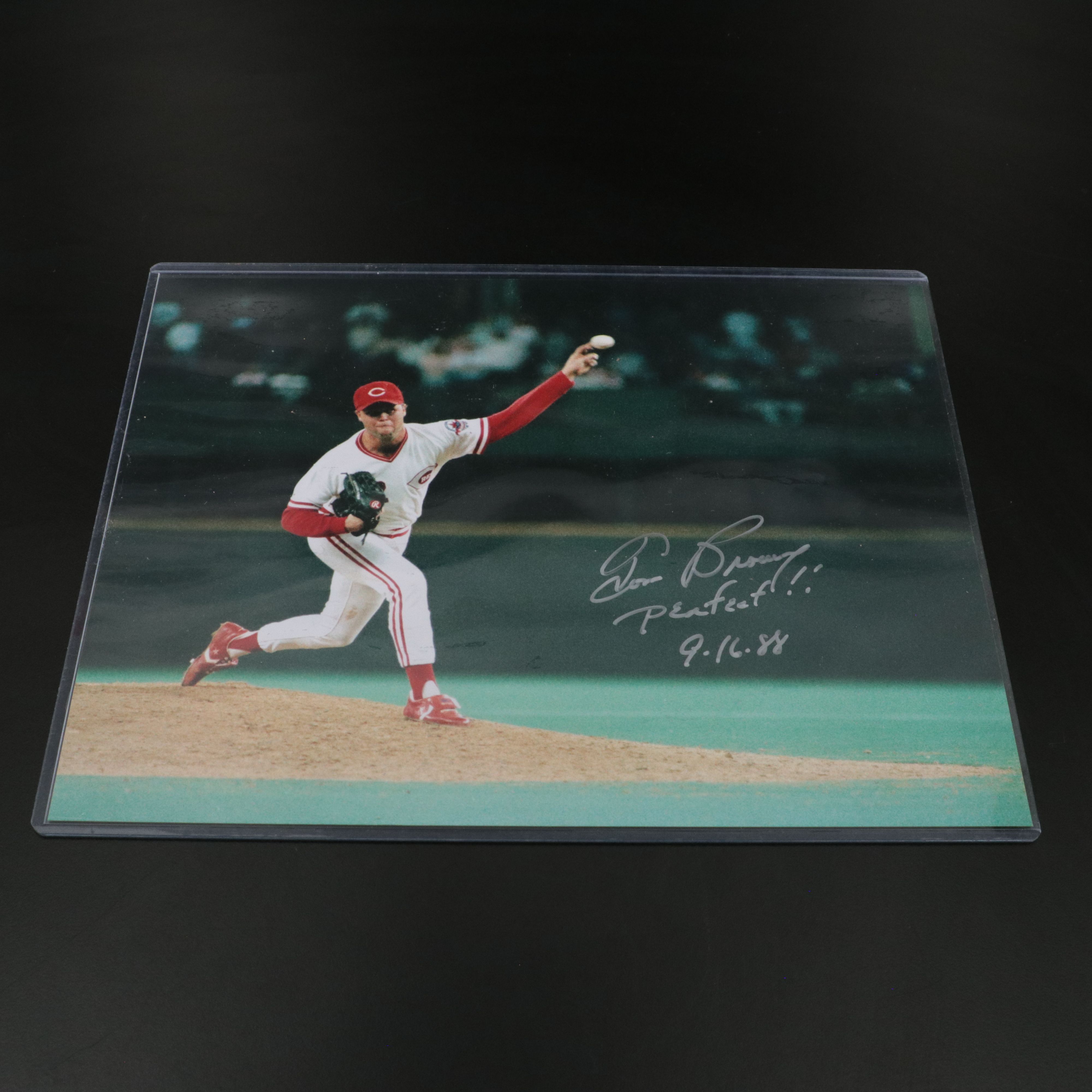 Four Signed Cincinnati Reds Photos, Bench, Browning, Sabo