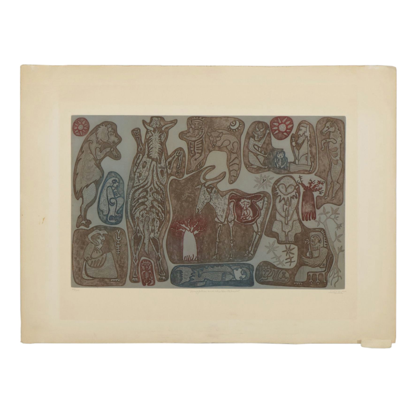 John Ihle Intaglio Collagraph "Mugkhas and the Hartebeest", 1960