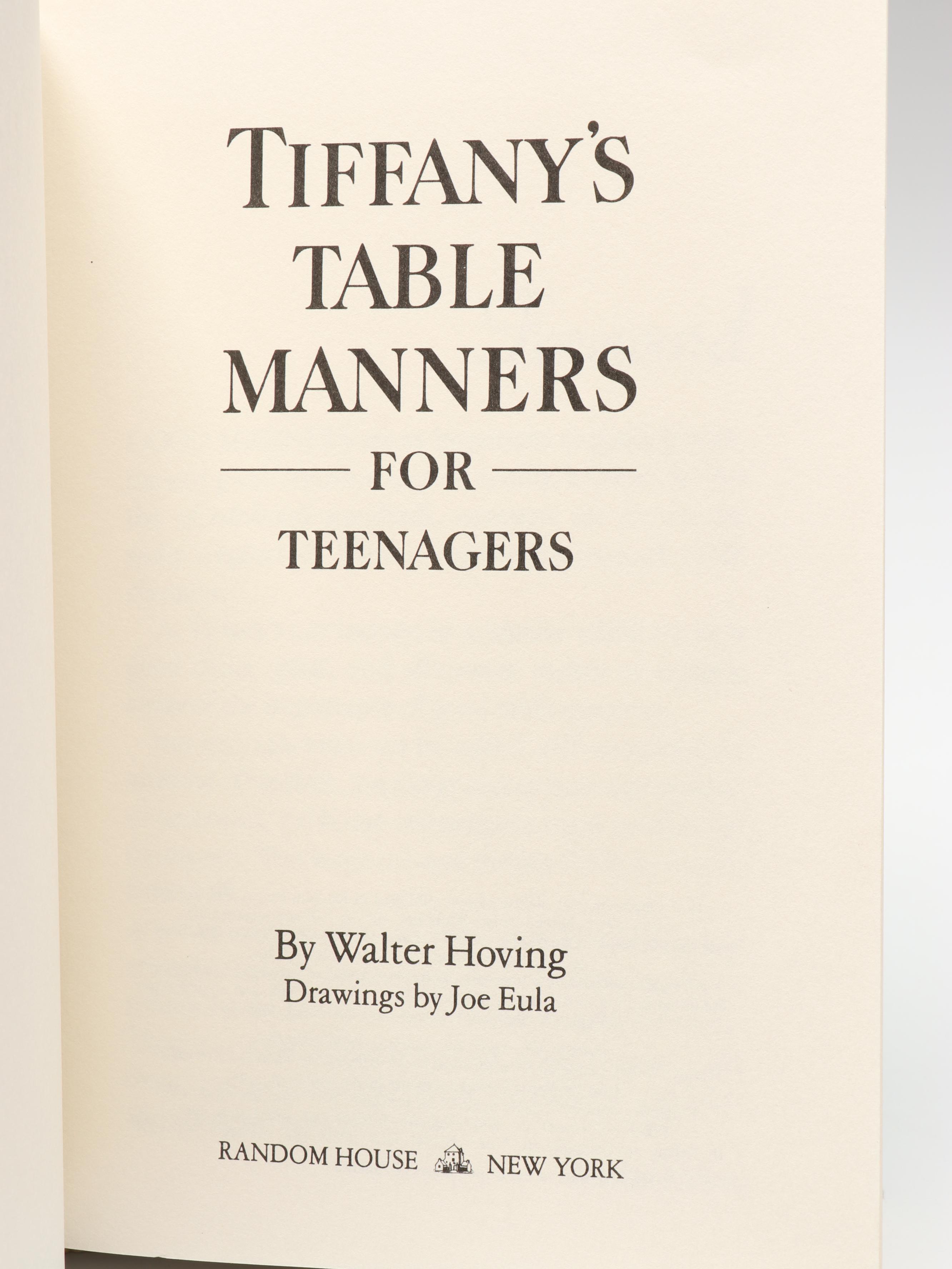 Illustrated "Tiffany's Table Manners for Teenagers" by Walter Hoving, 1989