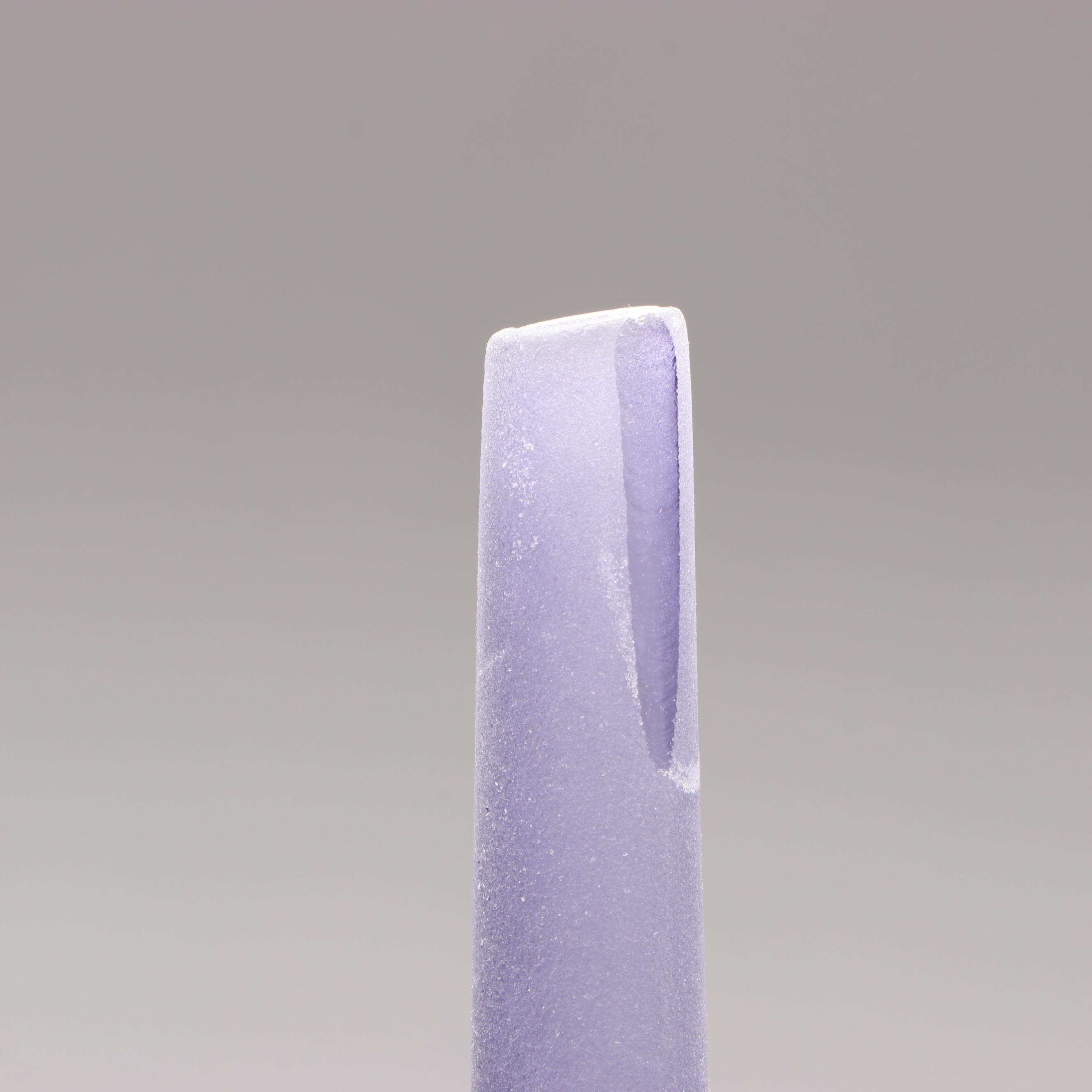 Mid Century Modern Style Frosted Purple Glass Bottle Vases