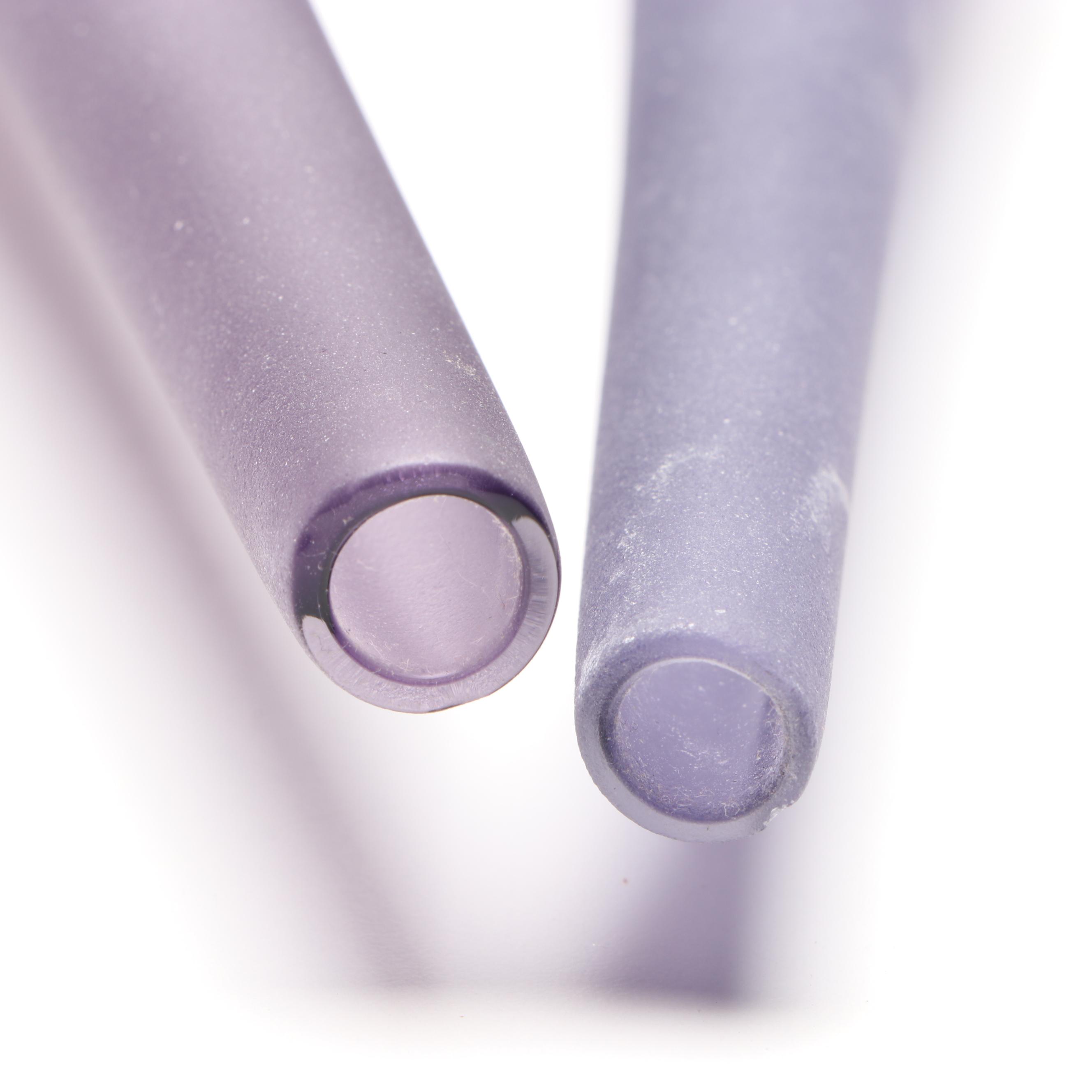 Mid Century Modern Style Frosted Purple Glass Bottle Vases