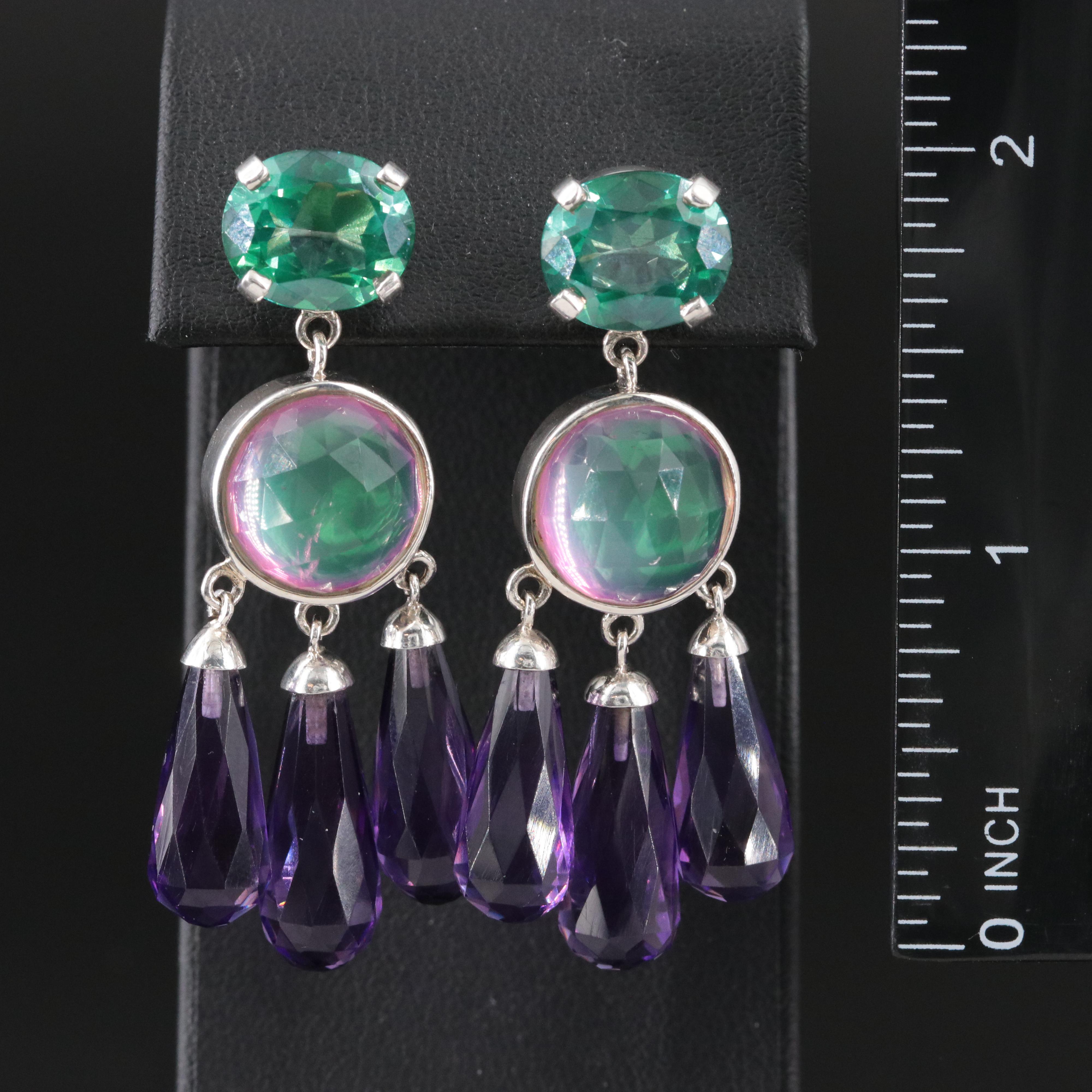 Stephen Dweck "One of a Kind" Sterling Earrings with Quartz and Amethyst