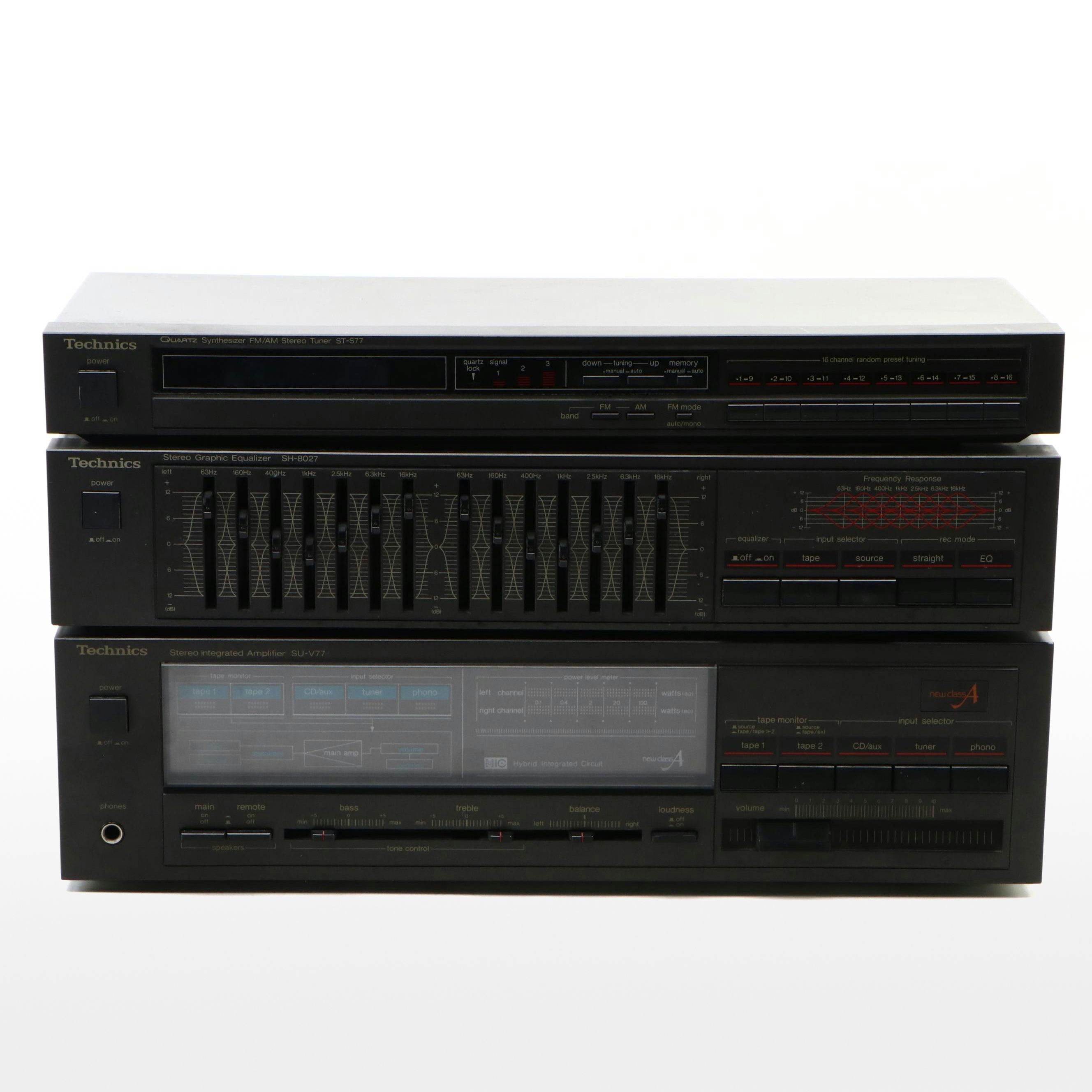 Technics "New Class A" SU-V77 Amplifier with SH-8027 Equalizer and Stereo Tuner