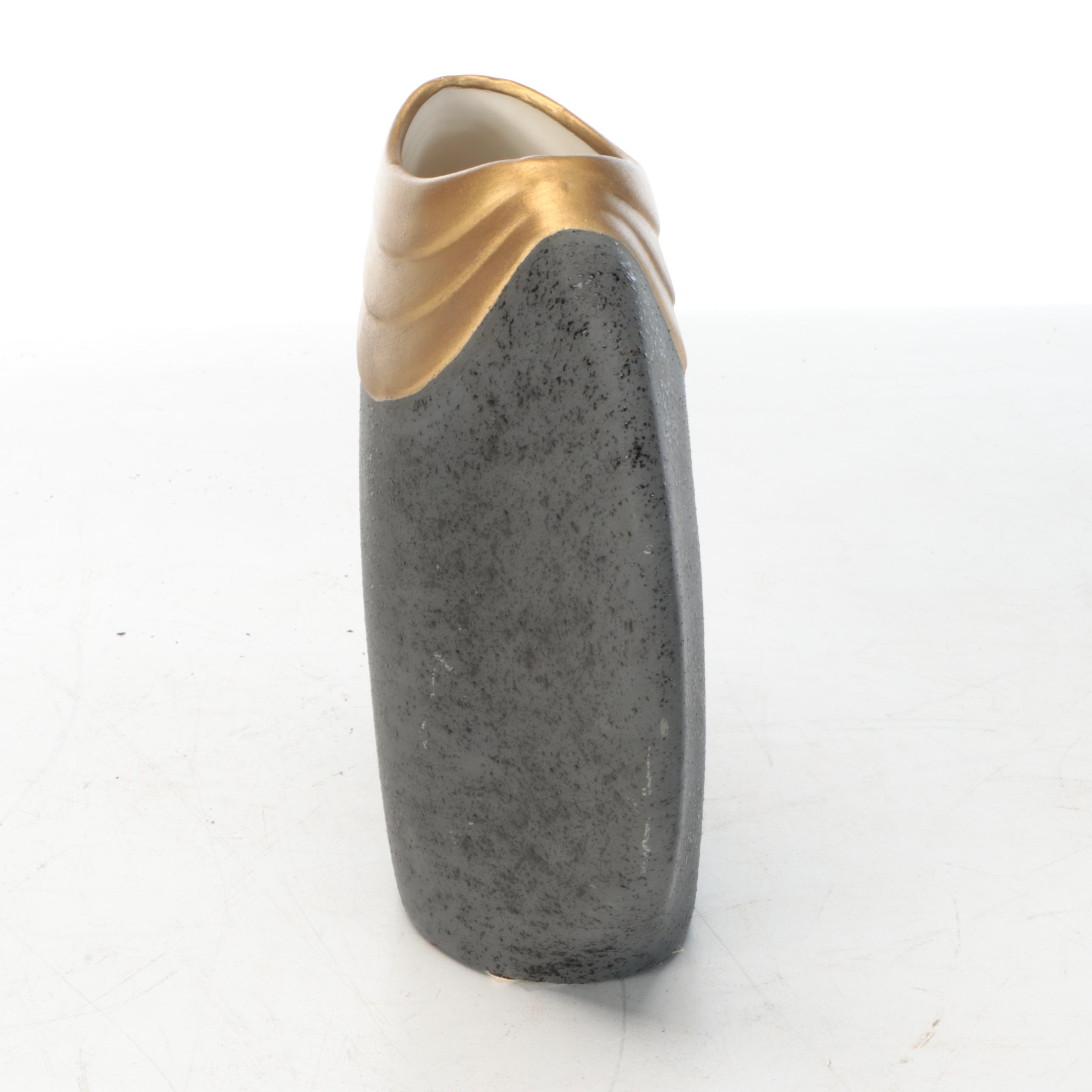 Gold and Black Ceramic Vase