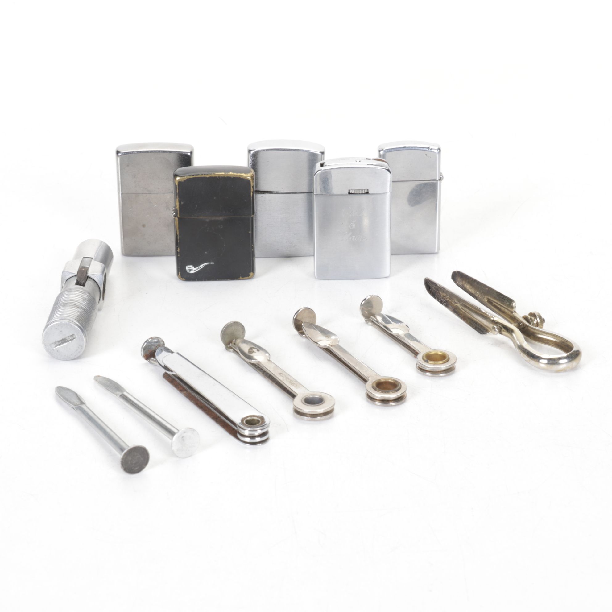 Assorted Flip Lighters & Pipe Tobacco Tools
