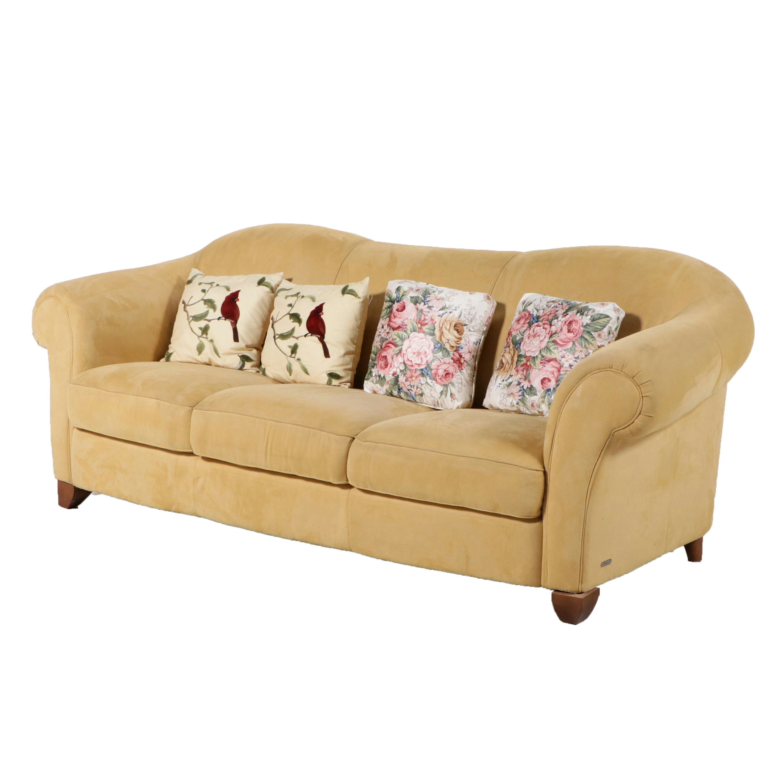 Italsof Art Deco Suede Sofa with Accent Pillows