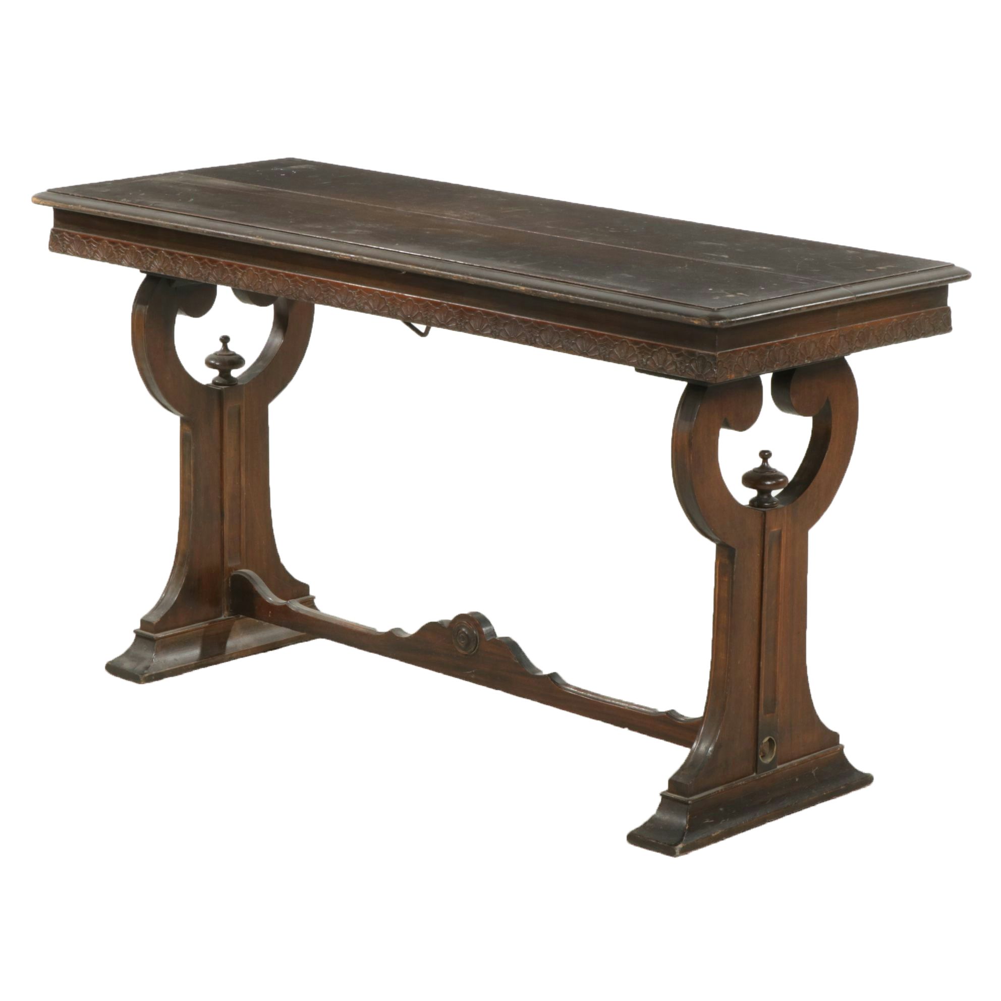 Jake Tennenbaum Mahogany Expanding Table with Integral Leaf, Early 20th Century