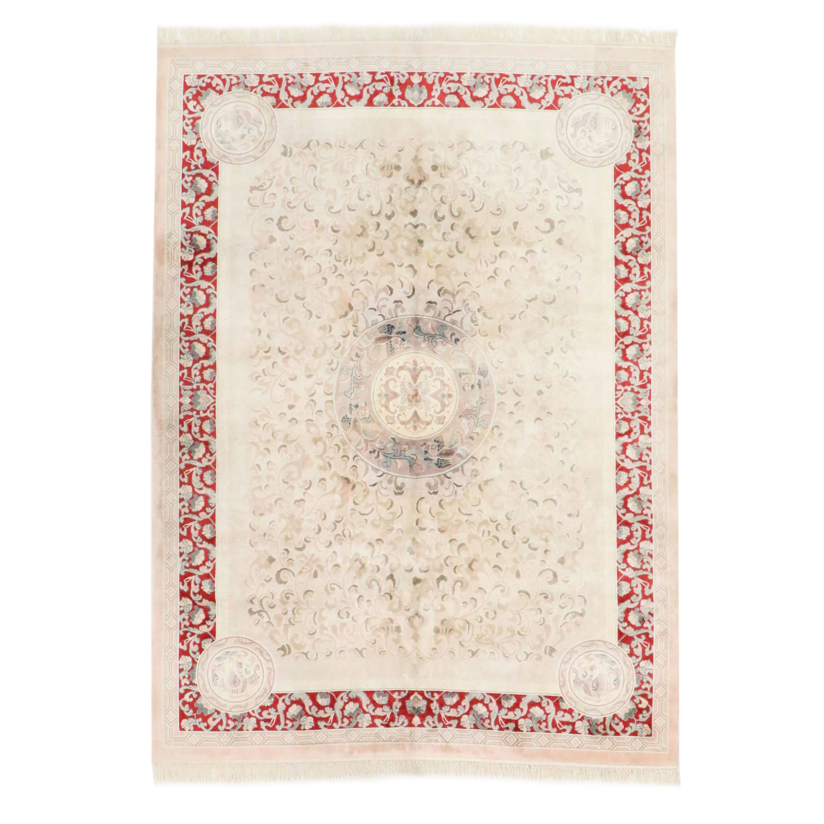 8' x 11'6 Hand-Knotted and Carved Chinese Peking Area Rug