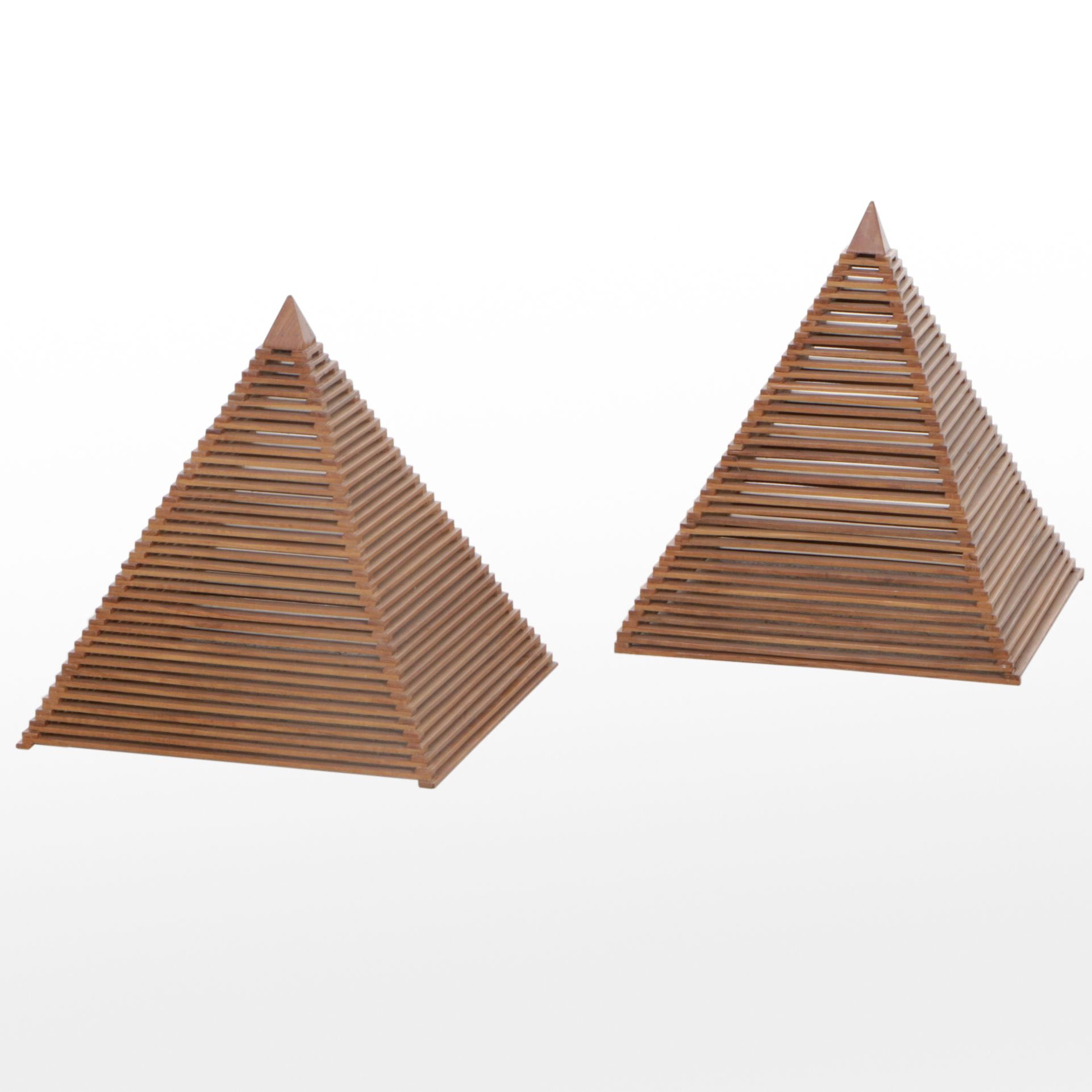 Pair of Tiered Wooden Tabletop Pyramids