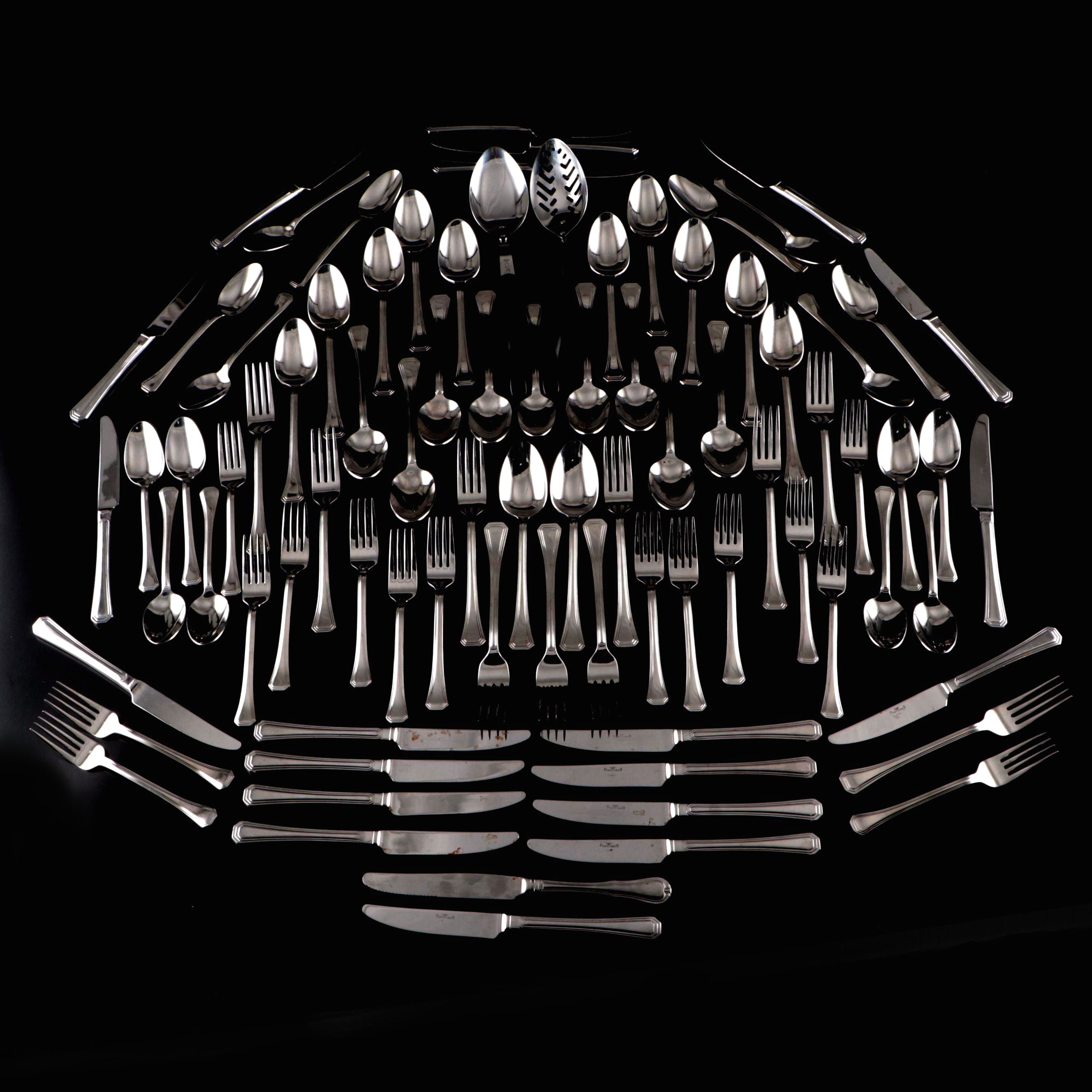 Pinti 1929 Stainless Steel Flatware with Cutco Serving Spoon