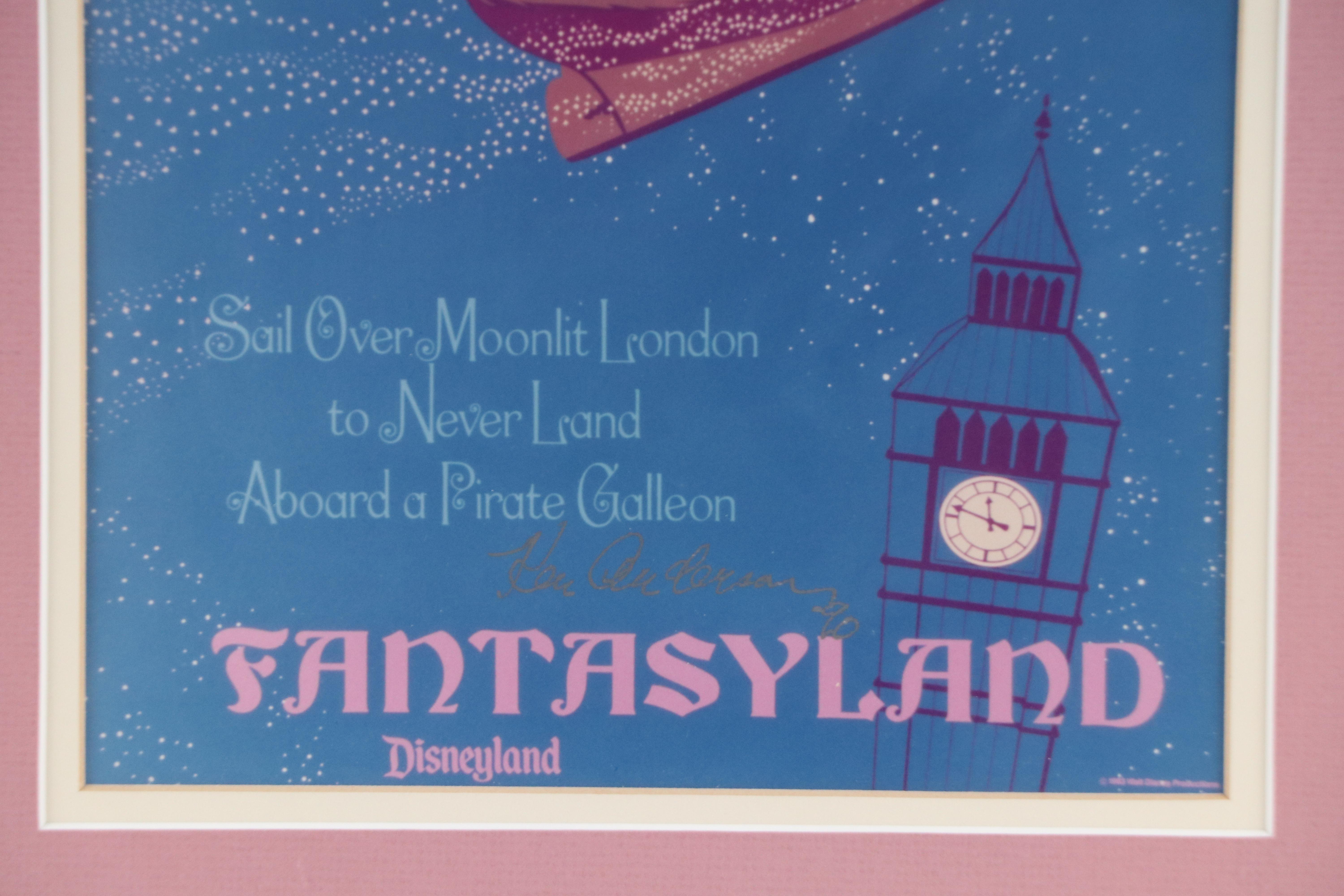 Walt Disney Productions Print "Peter Pan's Flight" Signed by Ken Anderson, 1983
