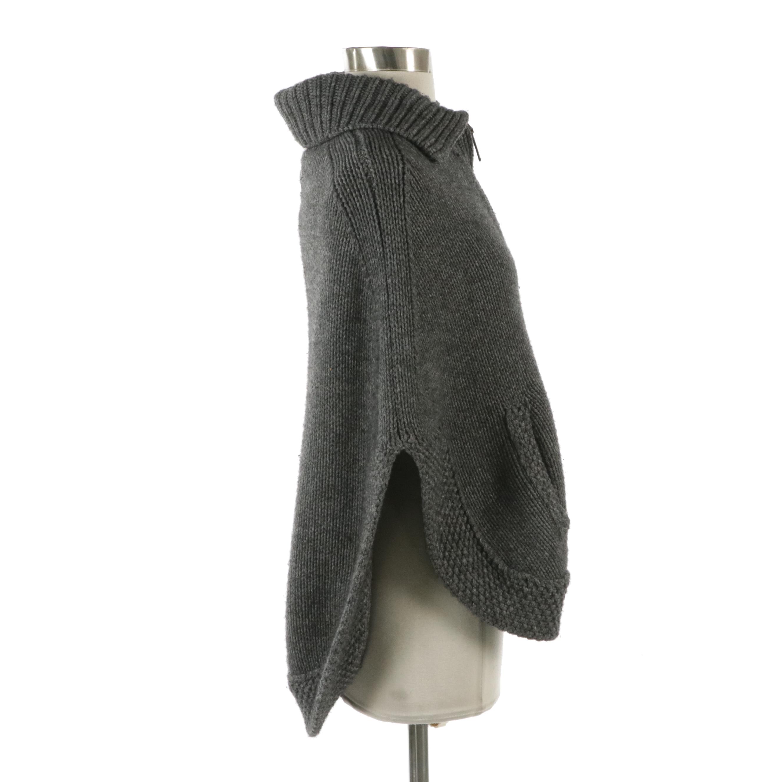 Gucci Grey Knit Camel Hair Cape Sweater