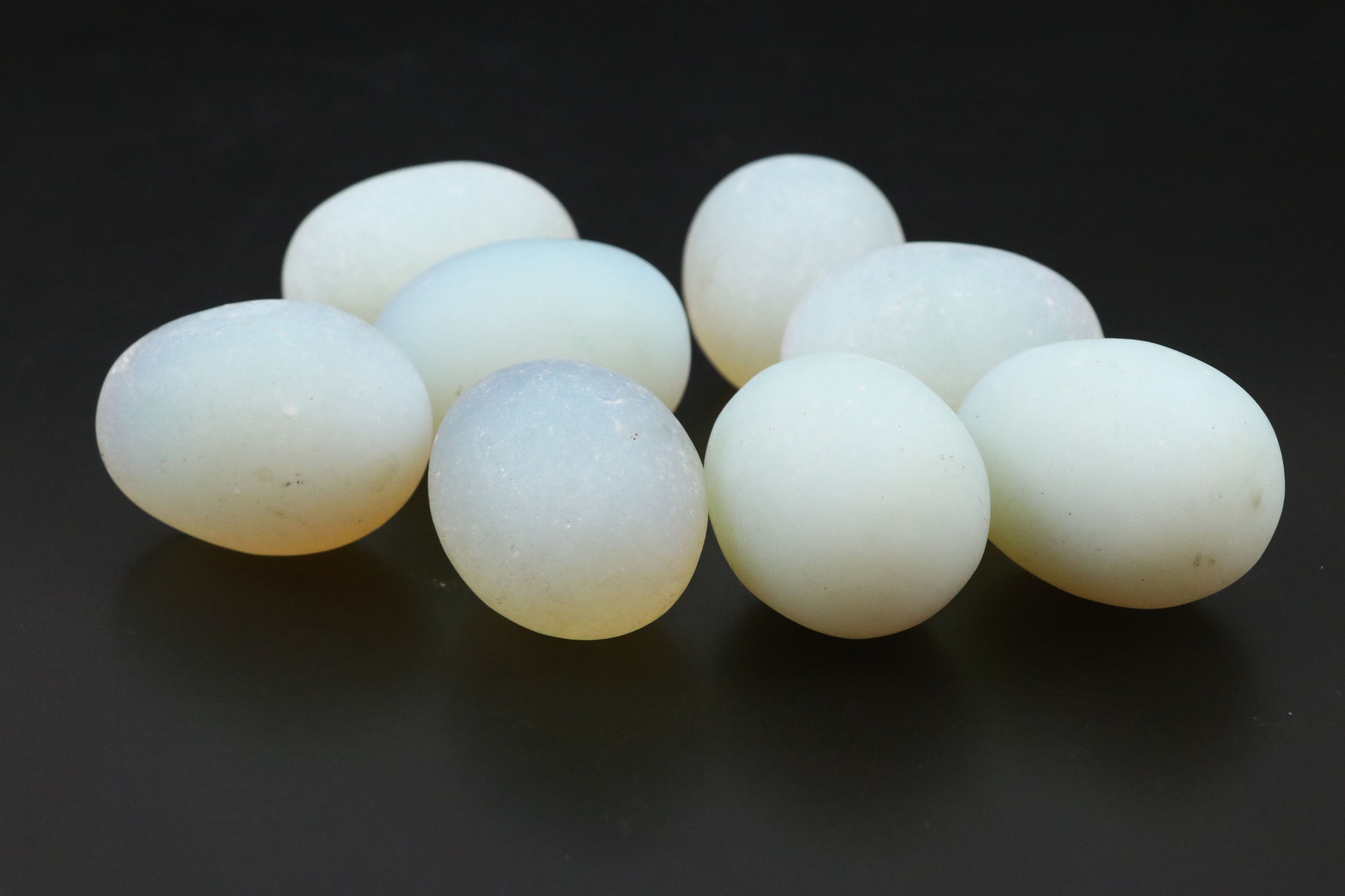 Opalescent Glass Crescent Bowl and Eggs