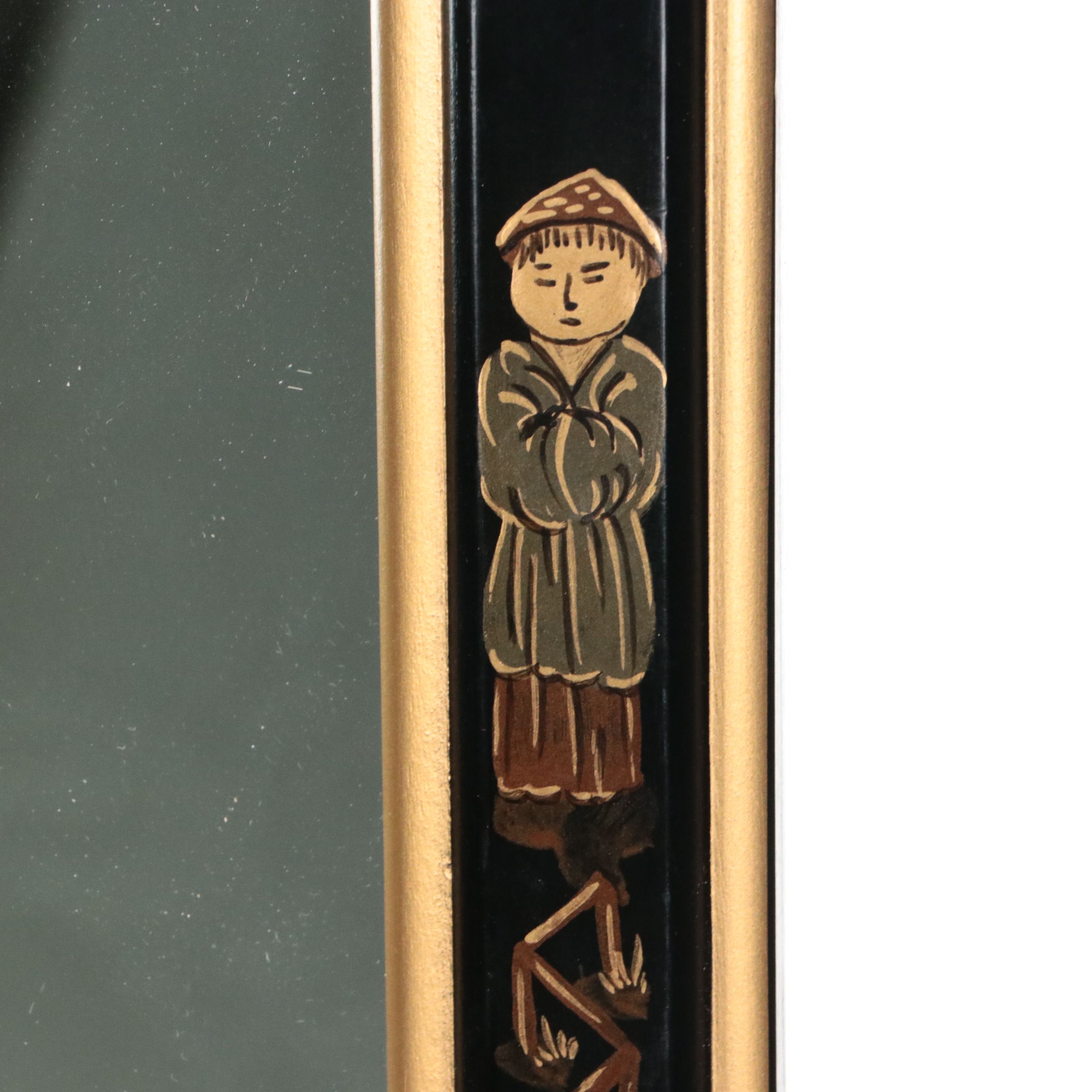 Queen Anne Style Chinoiserie Oblong Wall Mirror