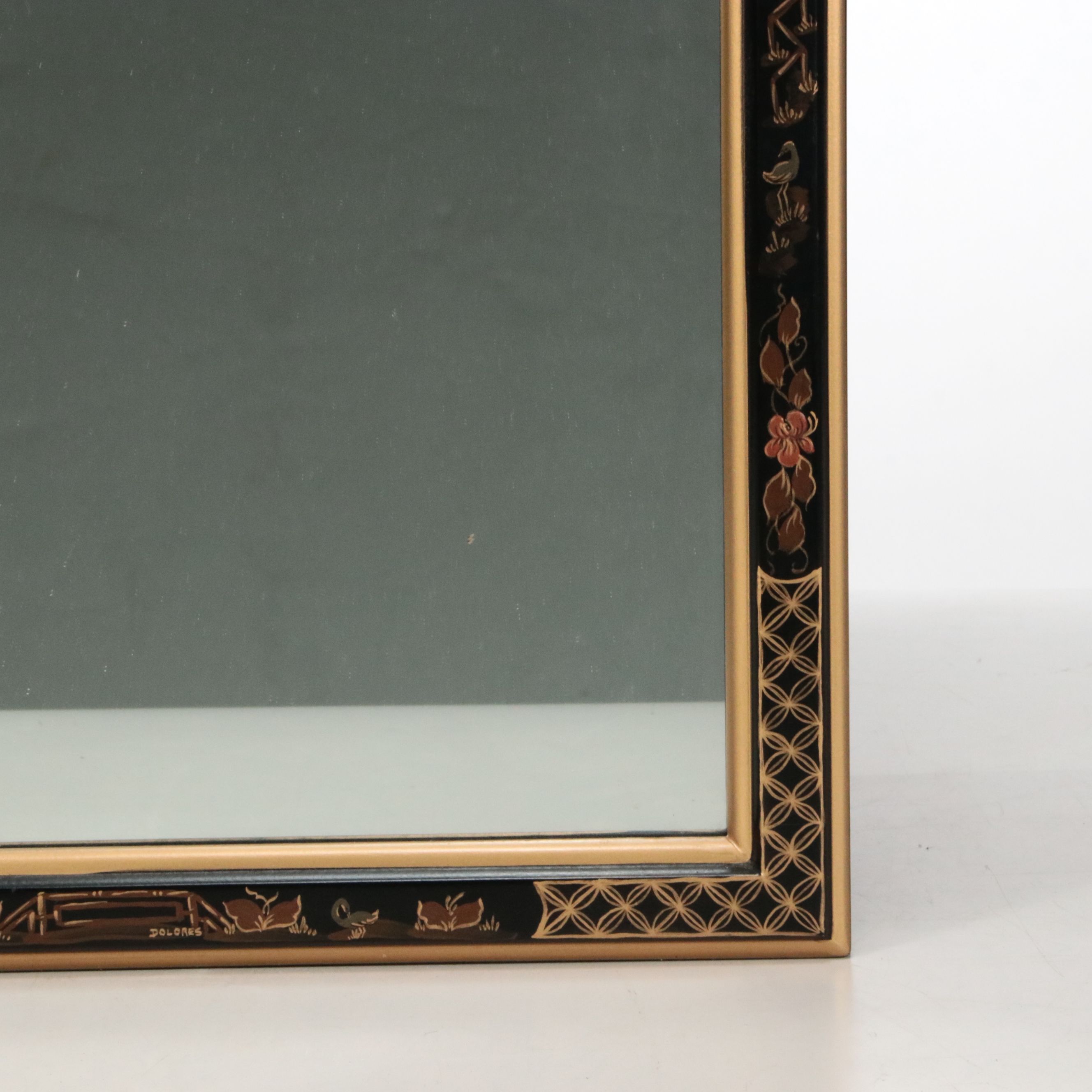 Queen Anne Style Chinoiserie Oblong Wall Mirror