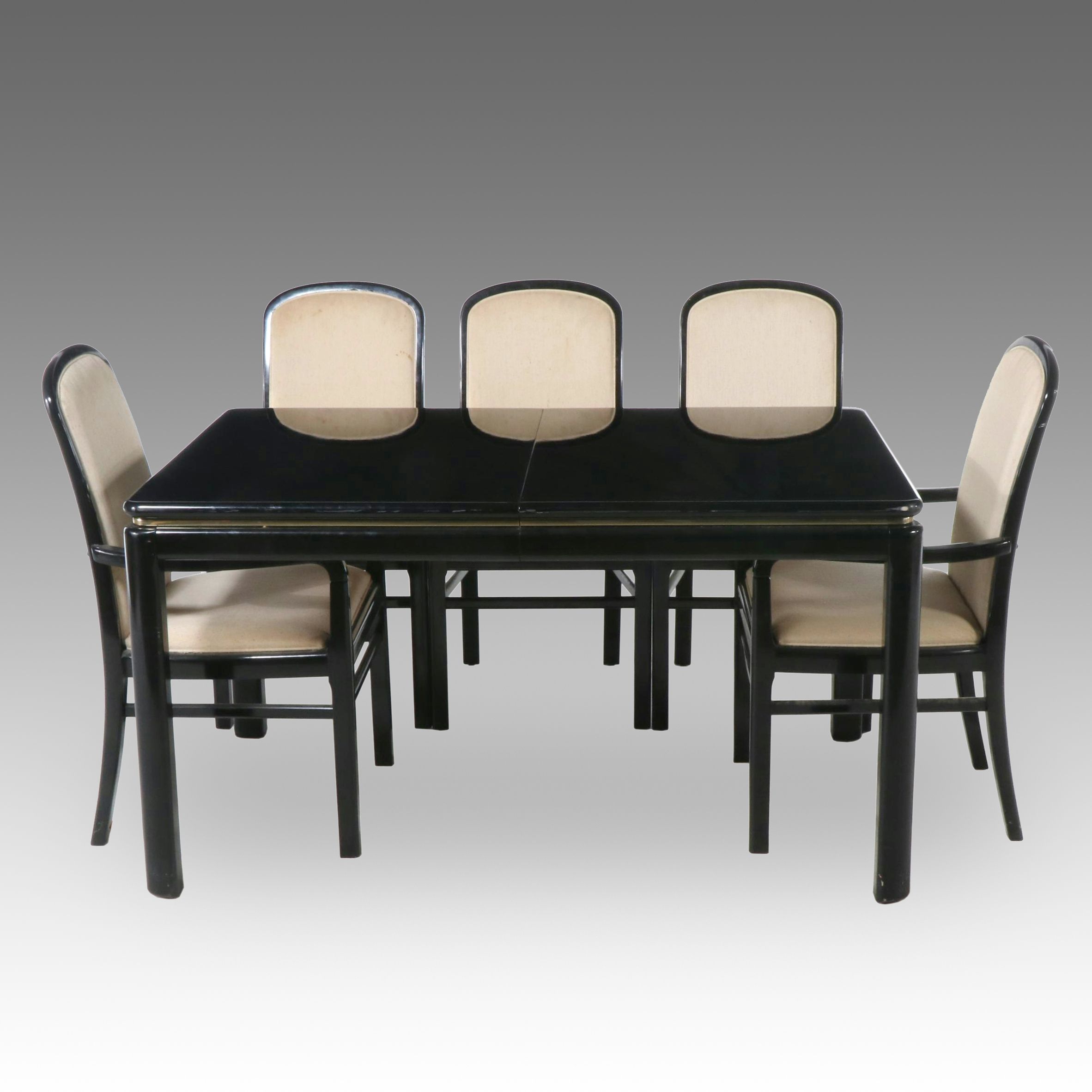Six Piece Lacquered Wood Dining Set