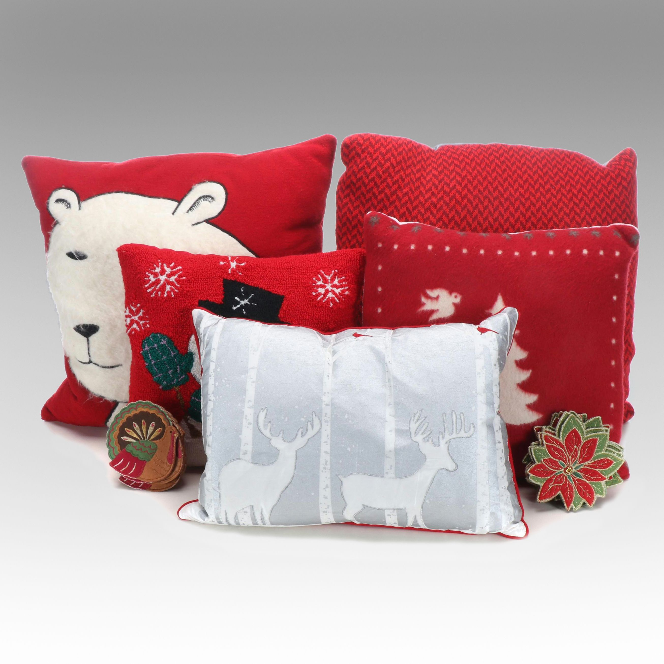 Hinges, Crate & Barrel, and More Christmas Throw Pillows and Coasters