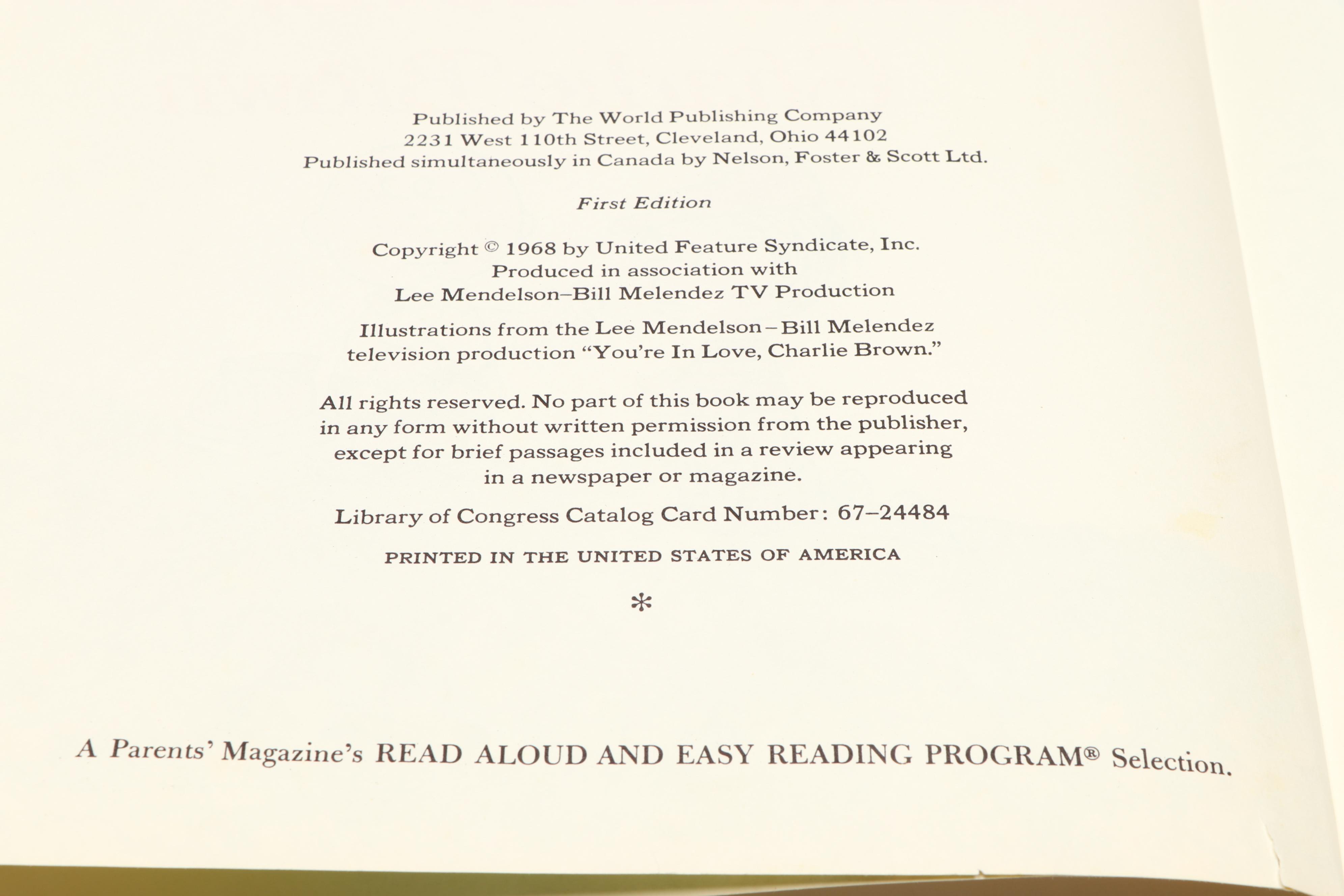 First Edition "You're In Love, Charlie Brown" by Charles M. Schulz, 1968