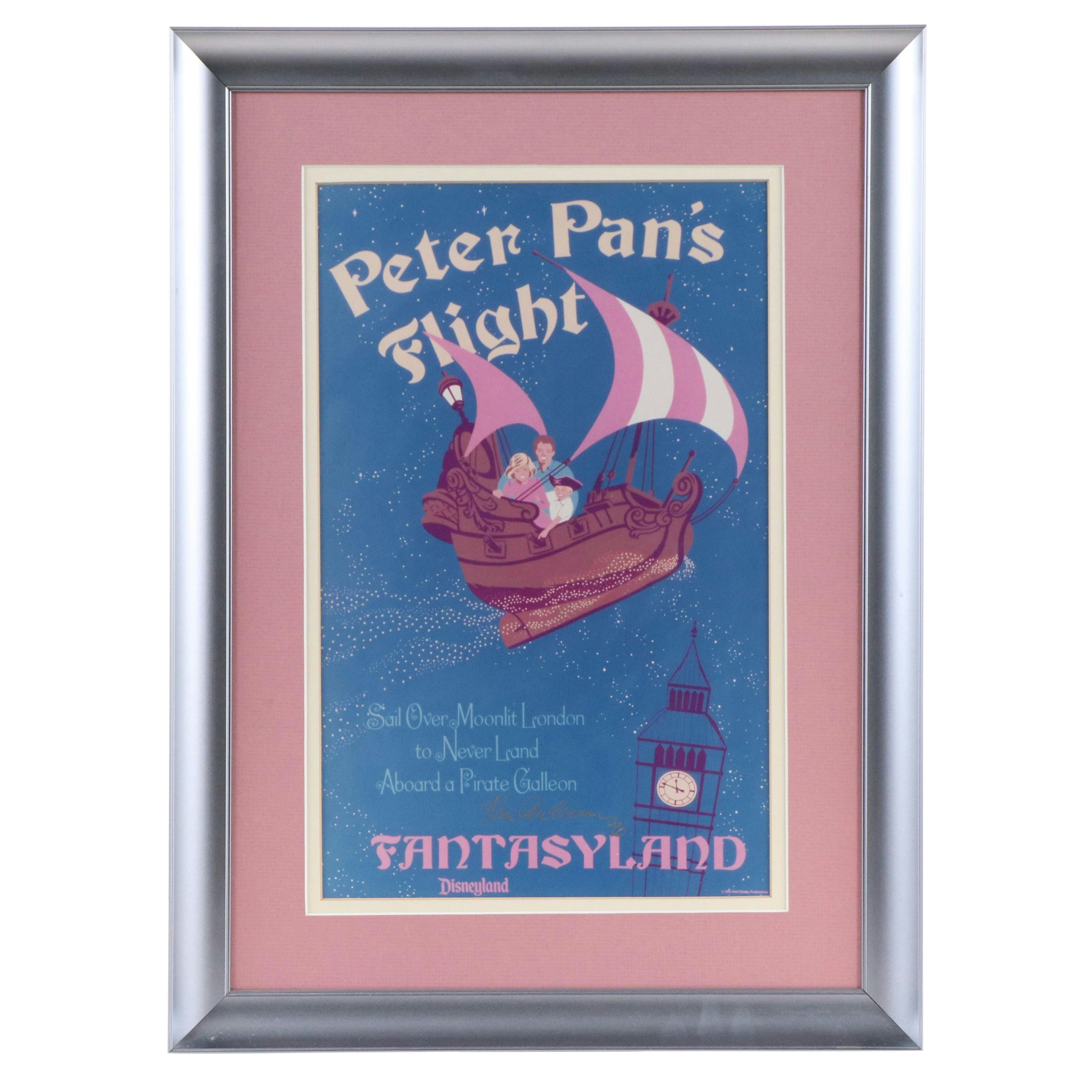 Walt Disney Productions Print "Peter Pan's Flight" Signed by Ken Anderson, 1983
