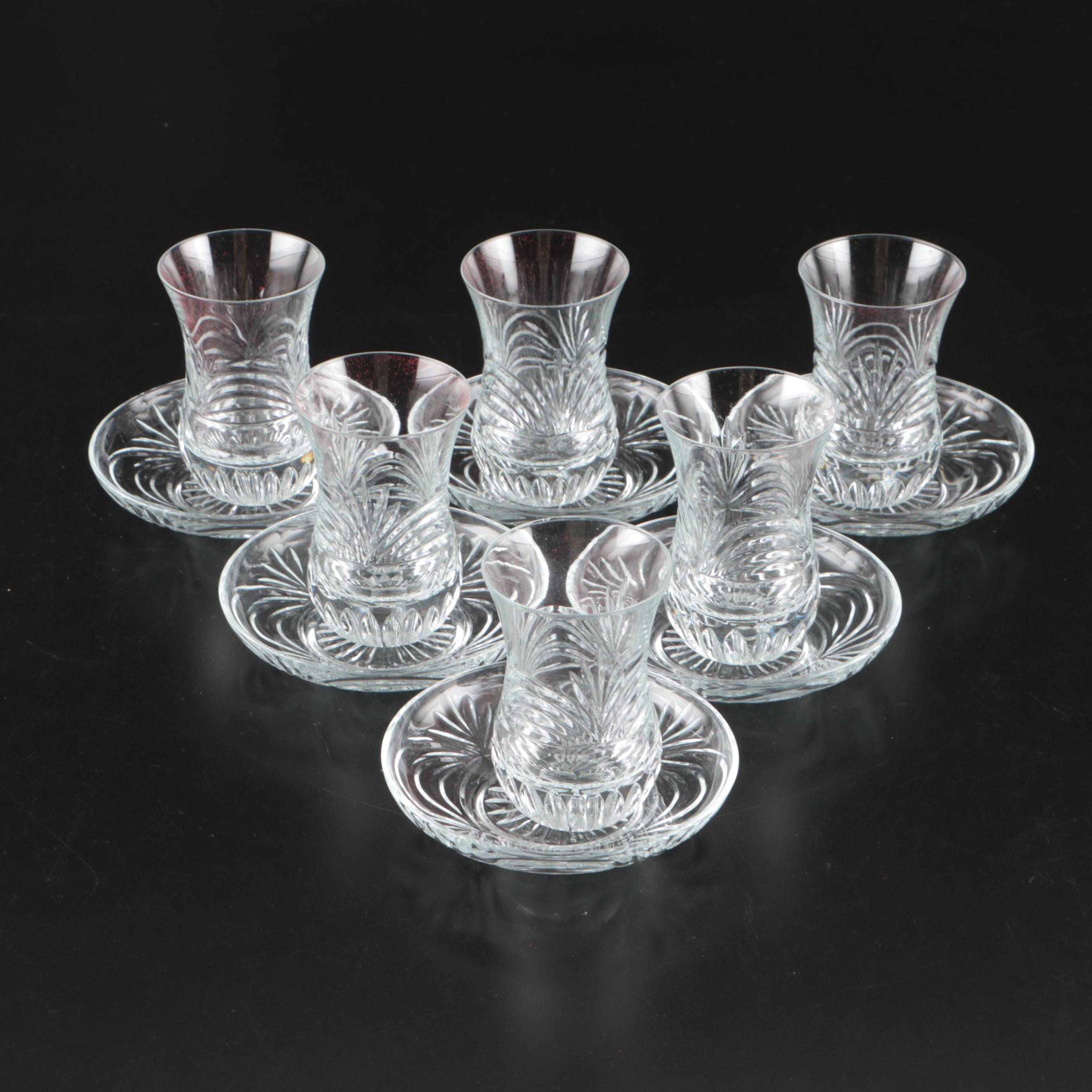 Paşabahçe Turkish Tea Glasses and Saucers with Bowl