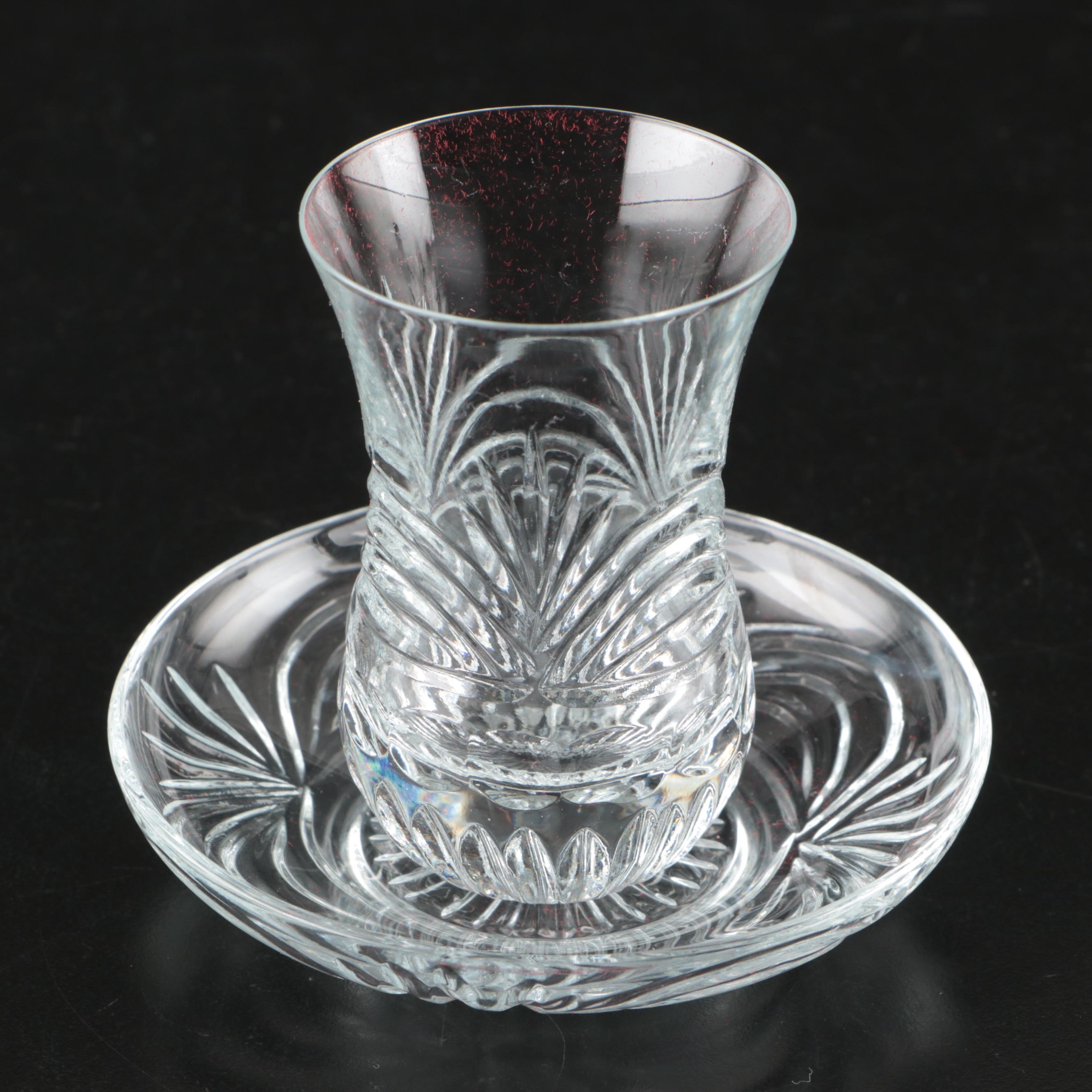 Paşabahçe Turkish Tea Glasses and Saucers with Bowl