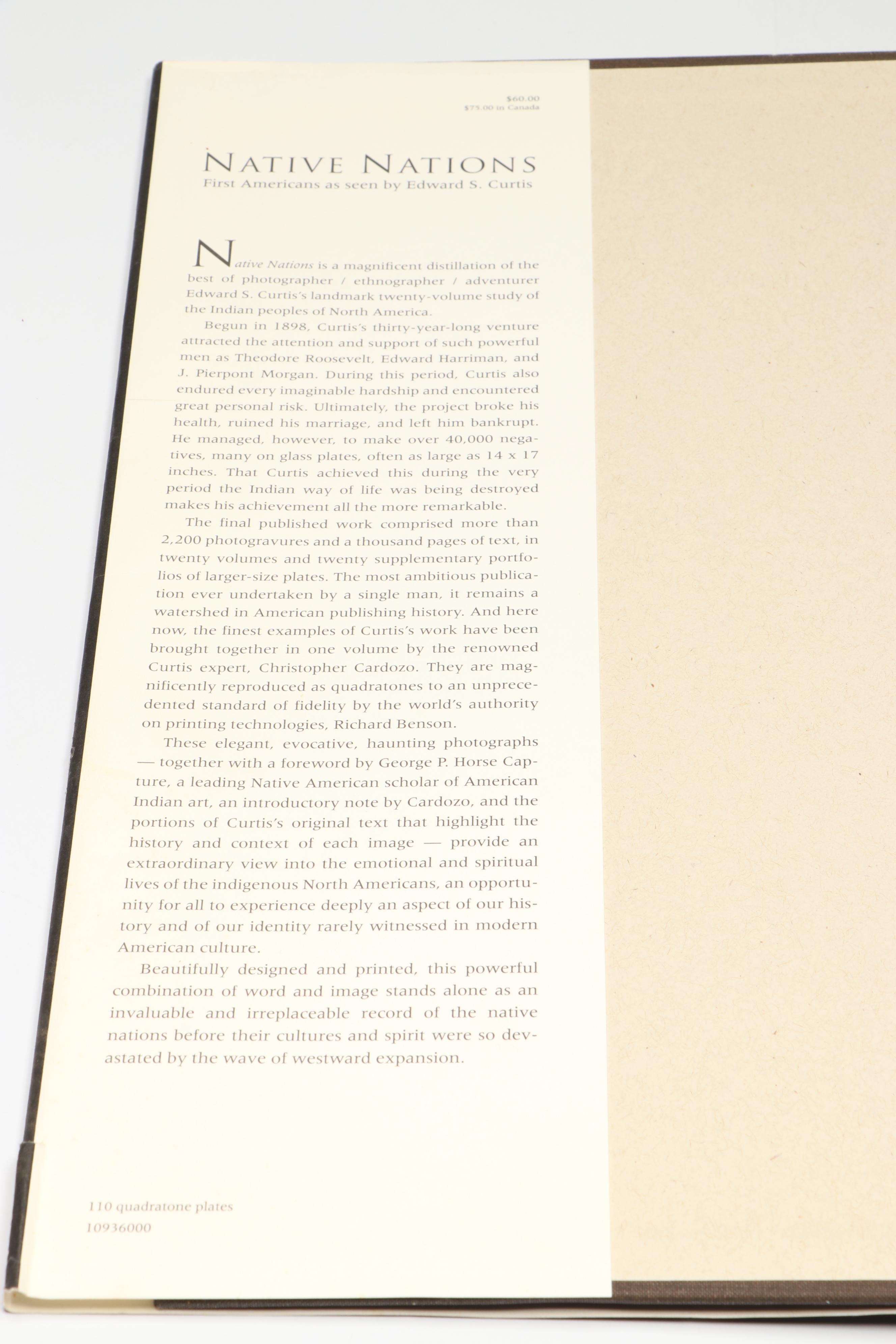 First Edition "Native Nations: First Americans As Seen by Edward Curtis," 1993