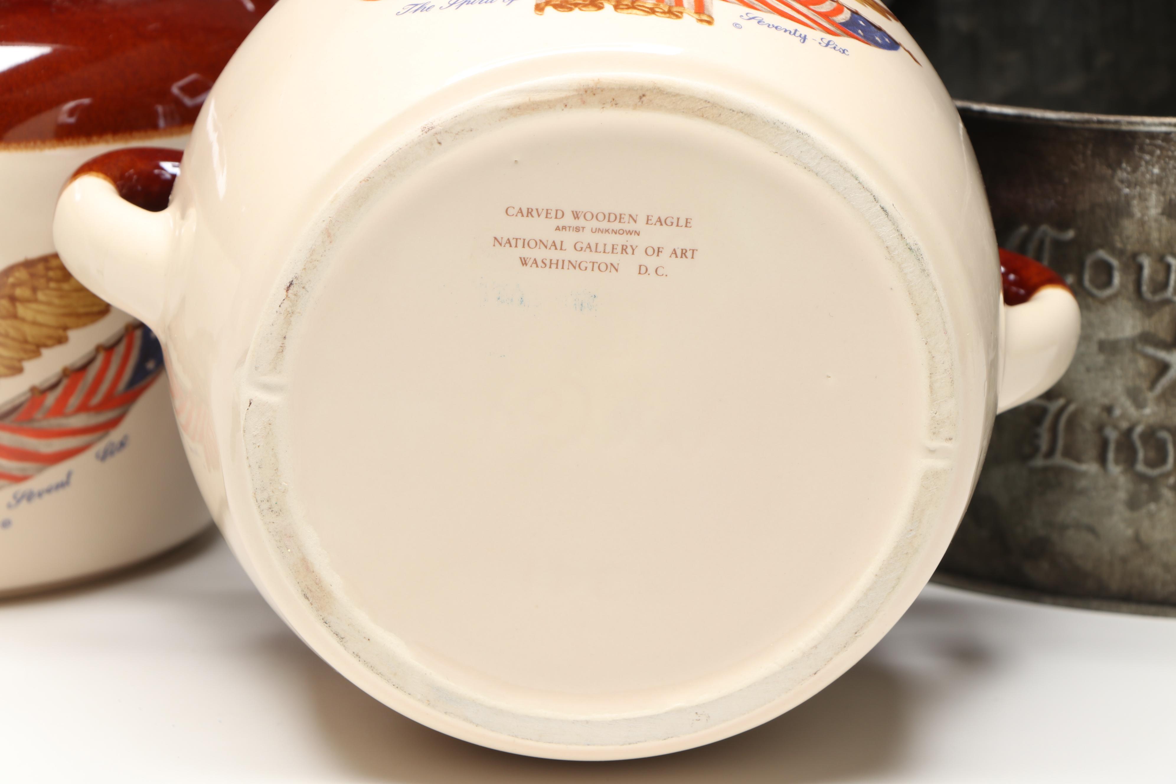 McCoy 1976 Commemorative Bean Pots, Cast Iron Muffin Pan with Other Metal Décor