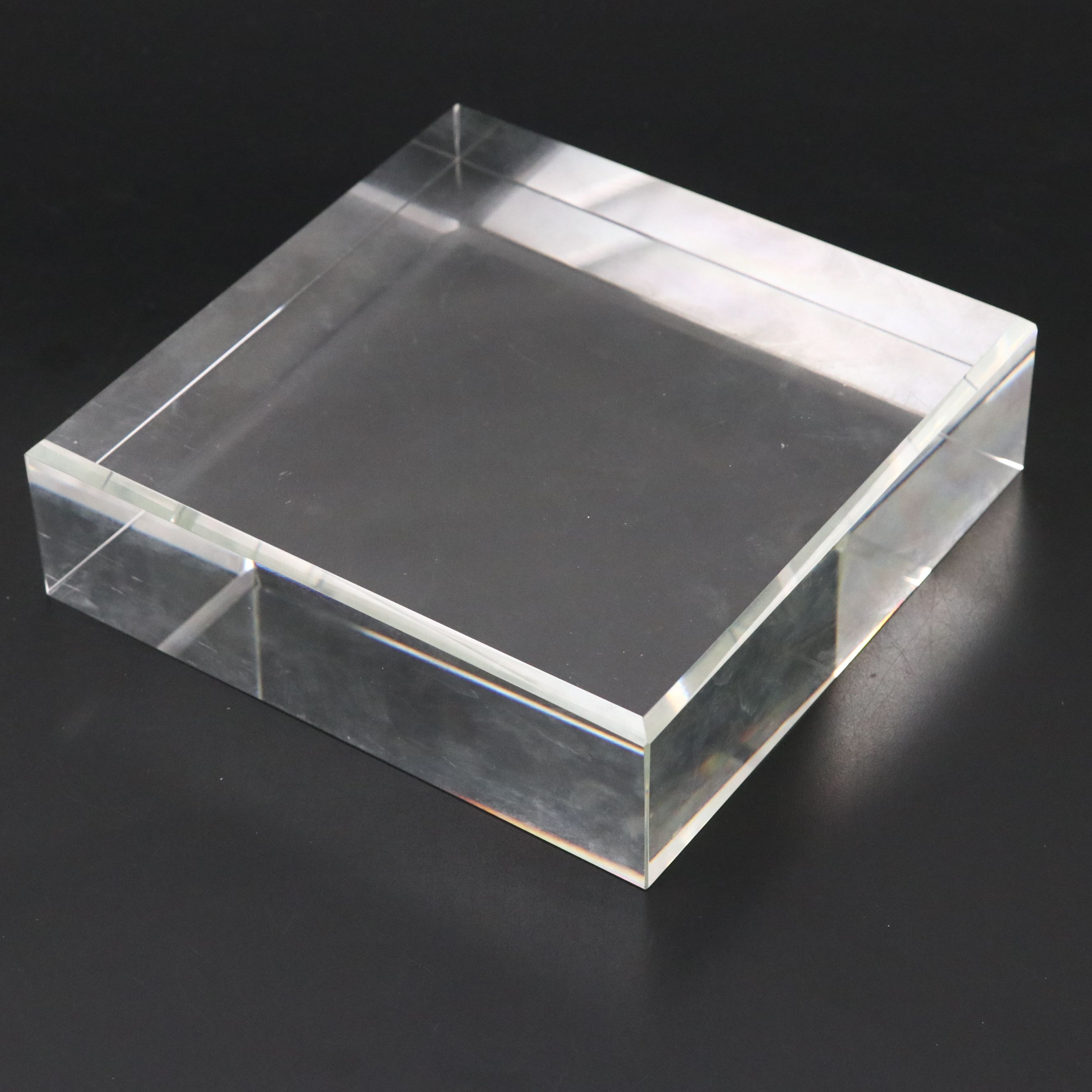 Art Glass Bowl with Crystal Block Stand