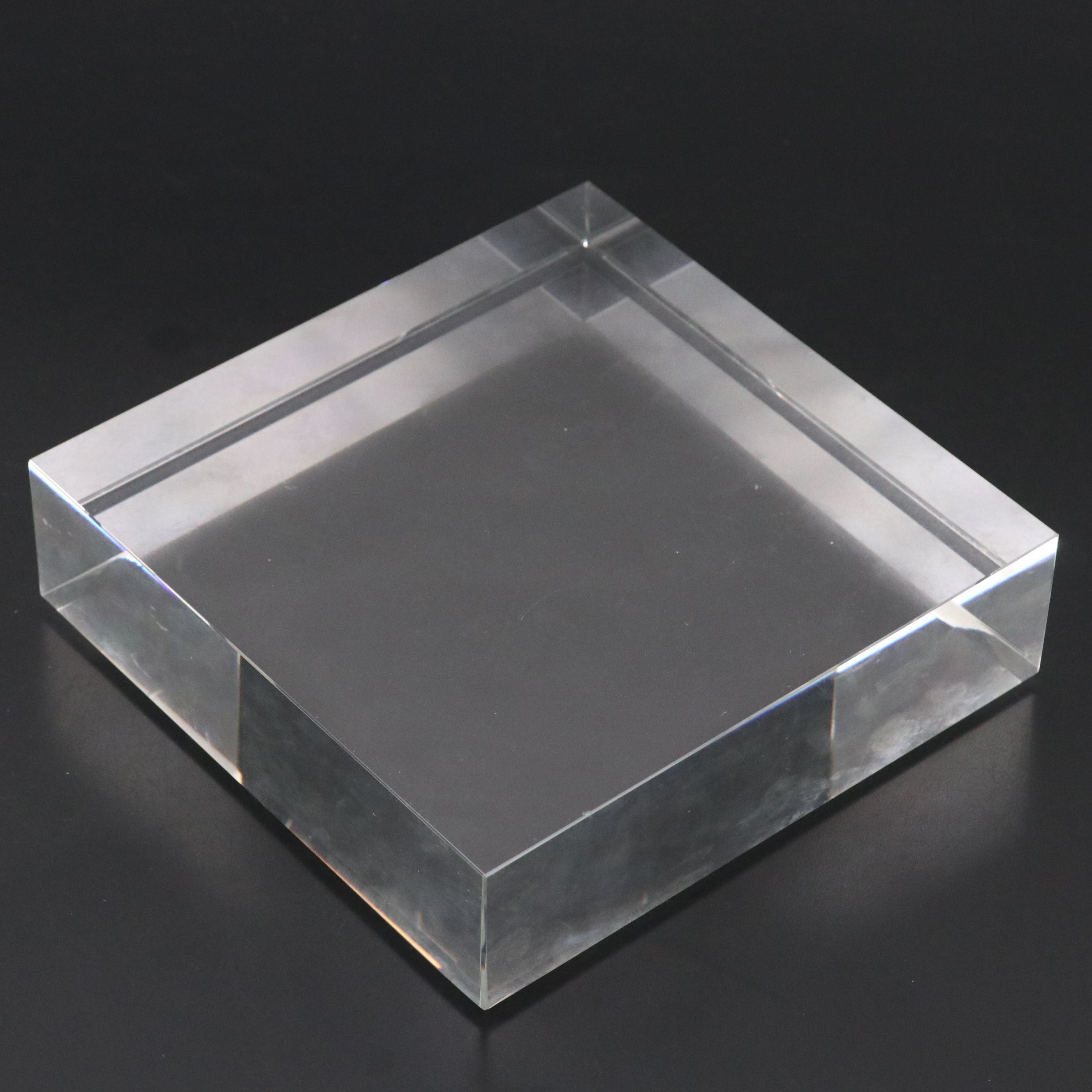 Art Glass Bowl with Crystal Block Stand