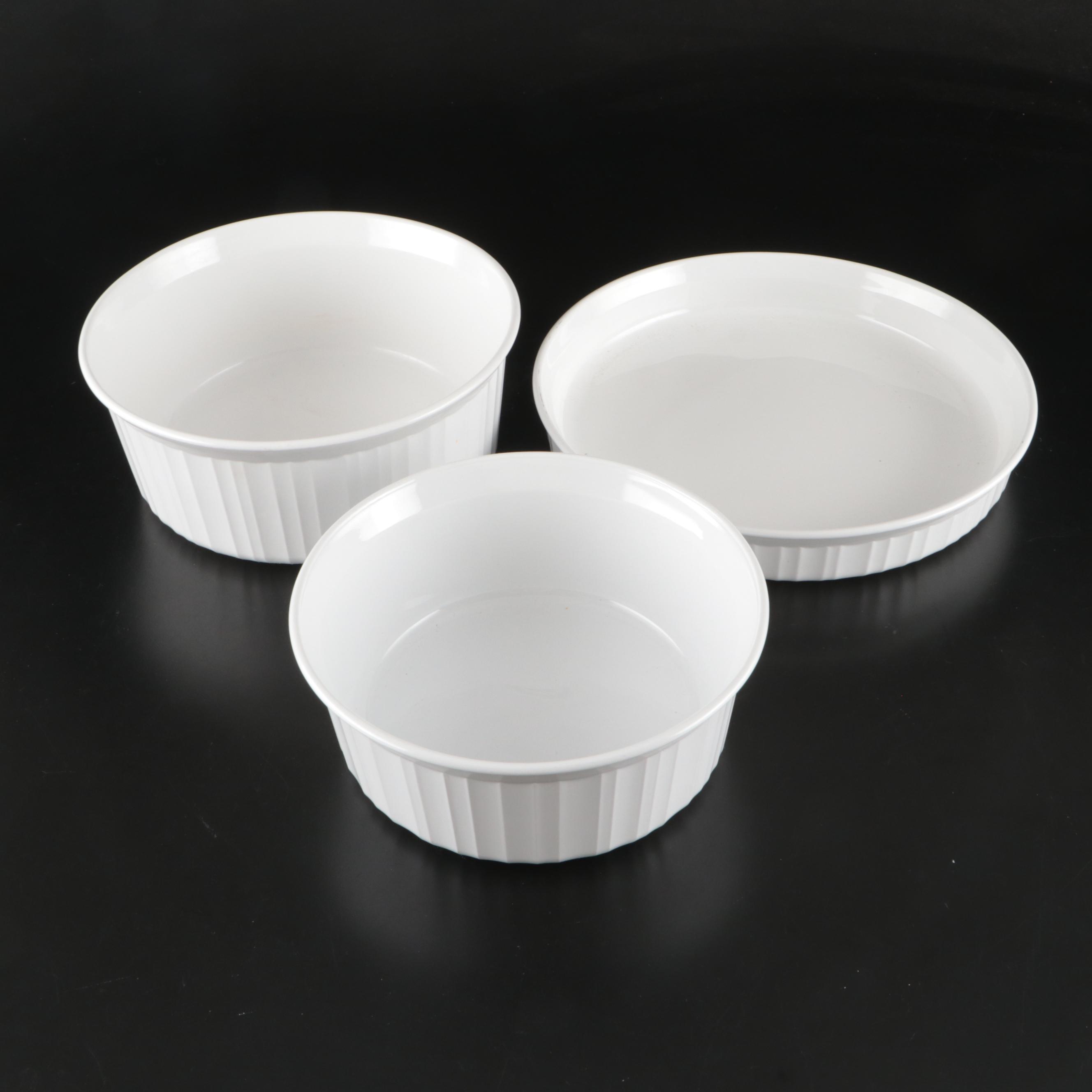 Corning Ware "French White" Covered Casserole with Crown Pyrex and More Bakeware