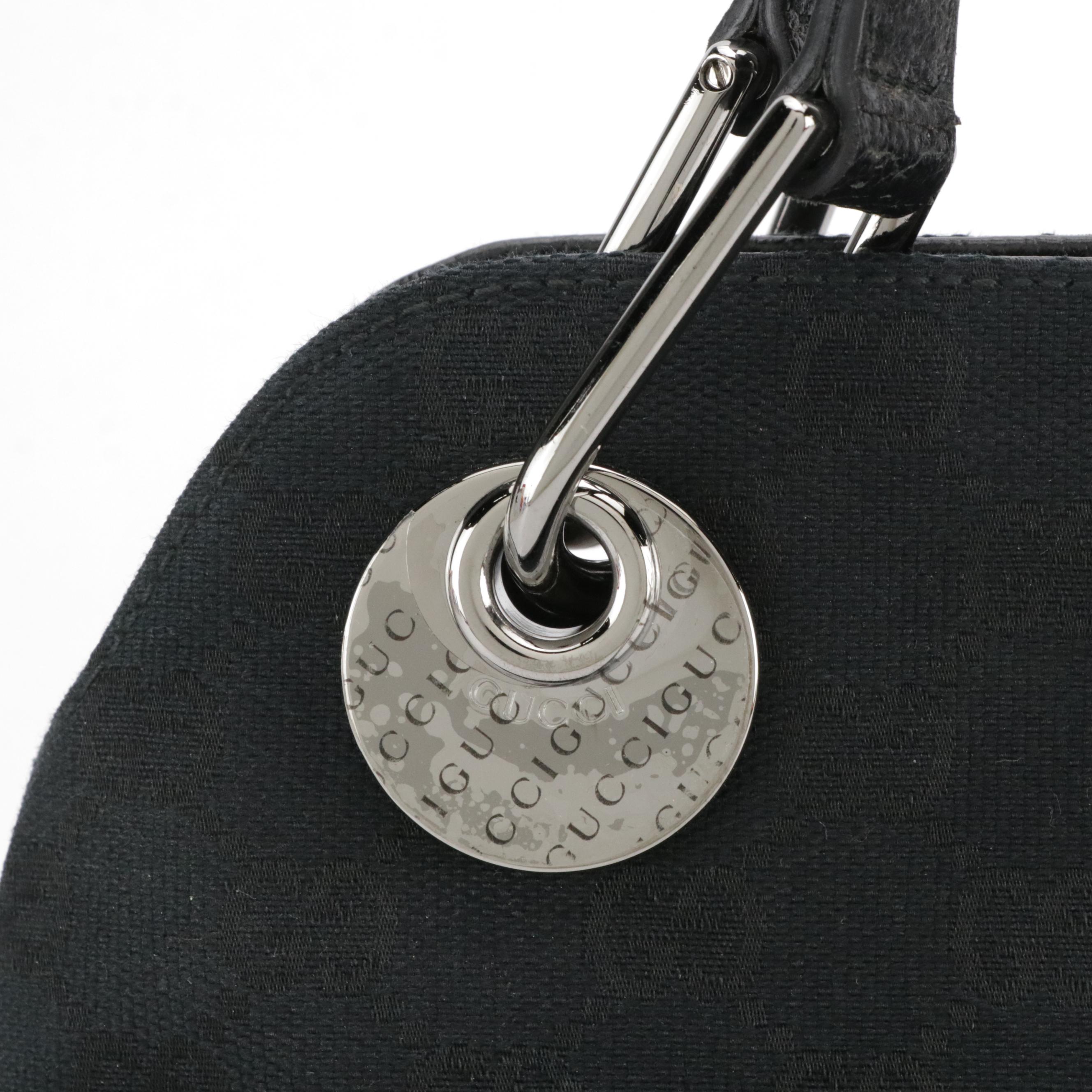 Gucci Eclipse Shoulder Bag in Black GG Canvas and Cinghiale Leather Trim