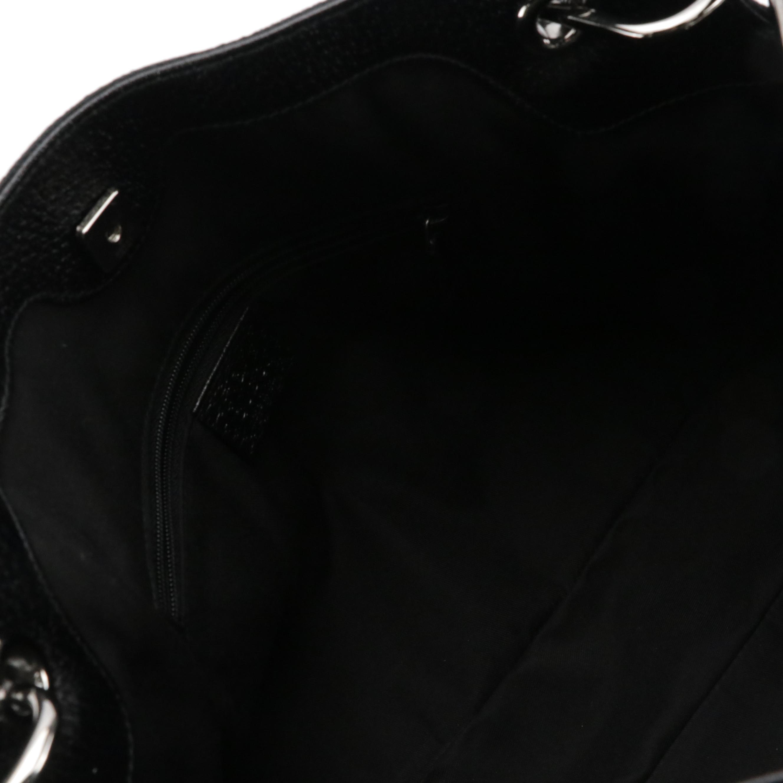 Gucci Eclipse Shoulder Bag in Black GG Canvas and Cinghiale Leather Trim