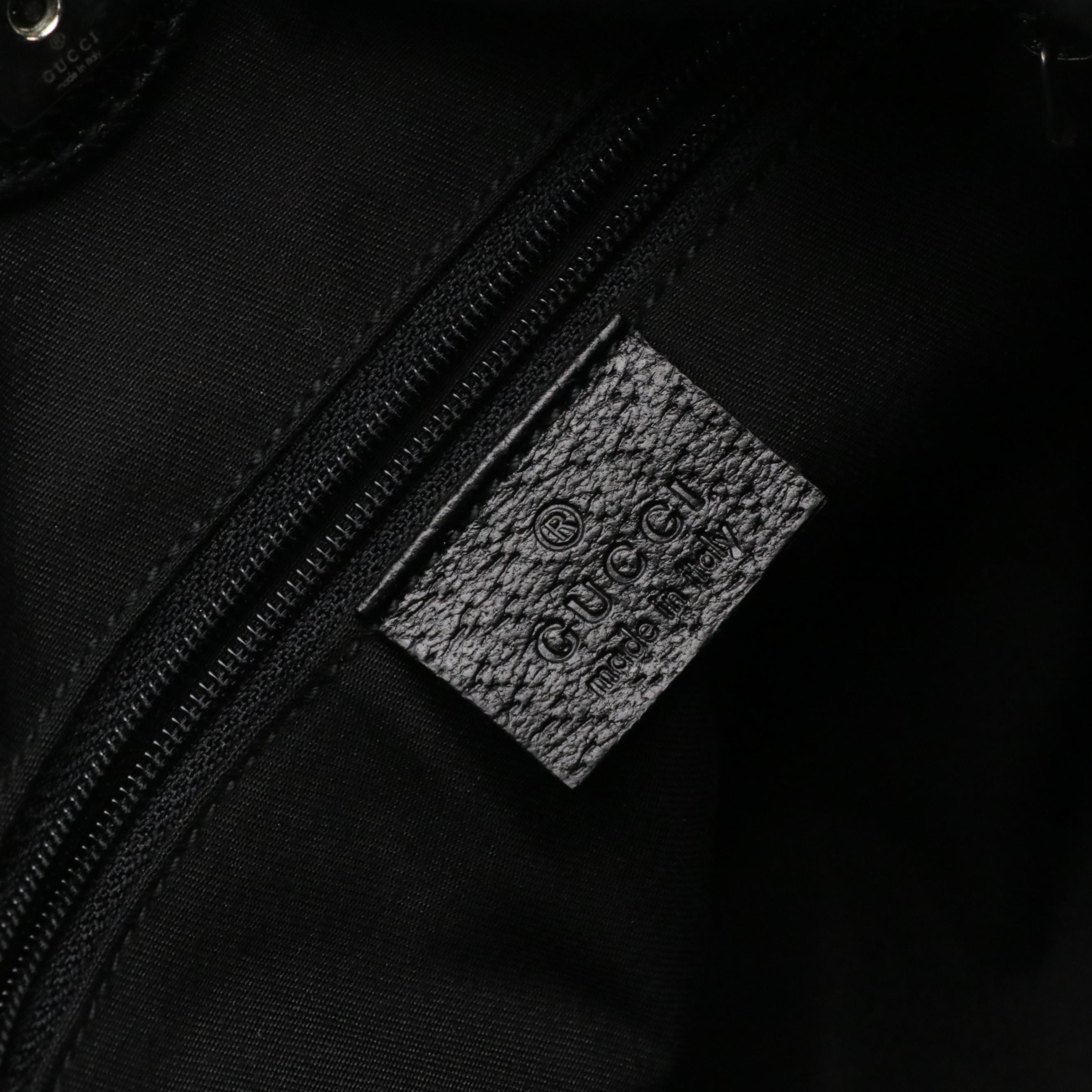 Gucci Eclipse Shoulder Bag in Black GG Canvas and Cinghiale Leather Trim