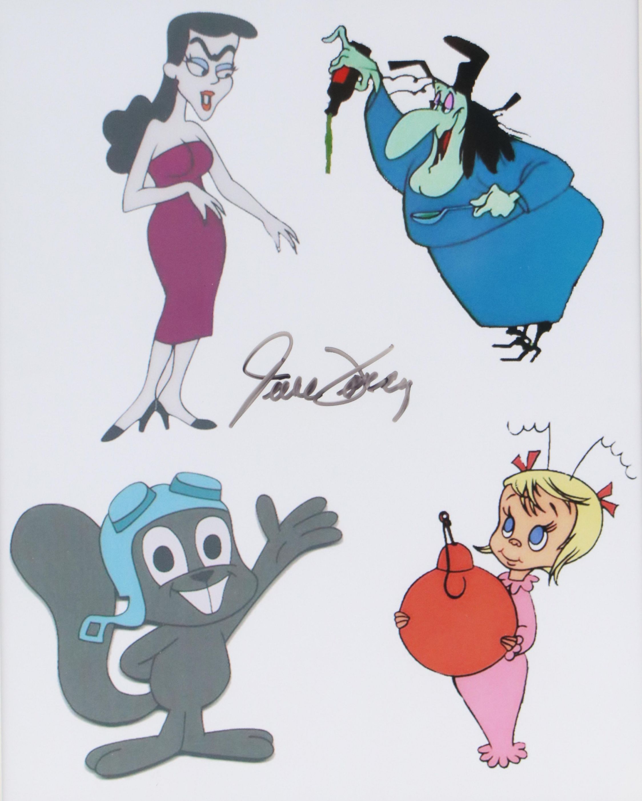 Digital Print Signed by June Foray of Various Cartoon Characters, 21st Century