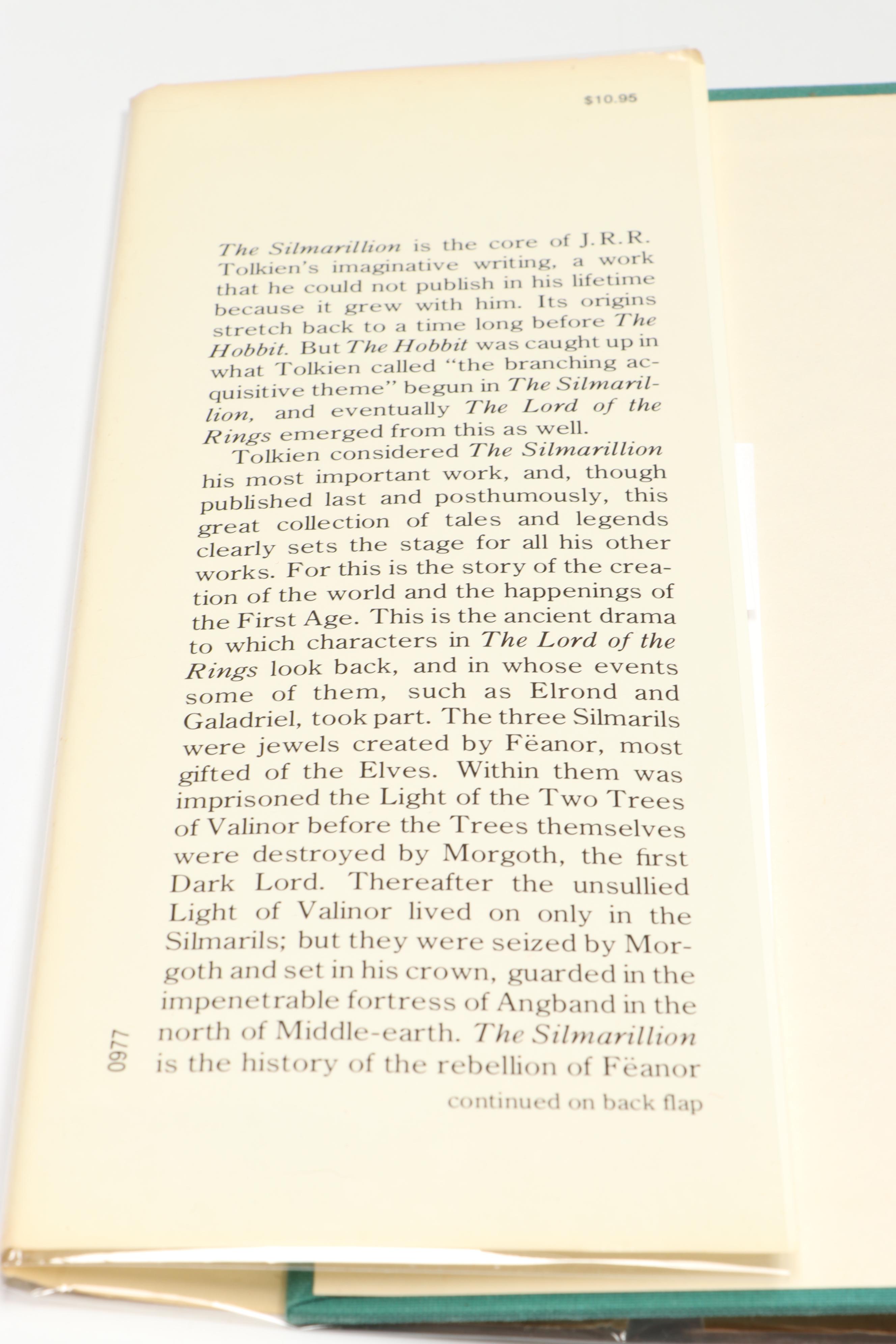 First American Edition "The Silmarillion" by J. R. R. Tolkien with Map, 1977