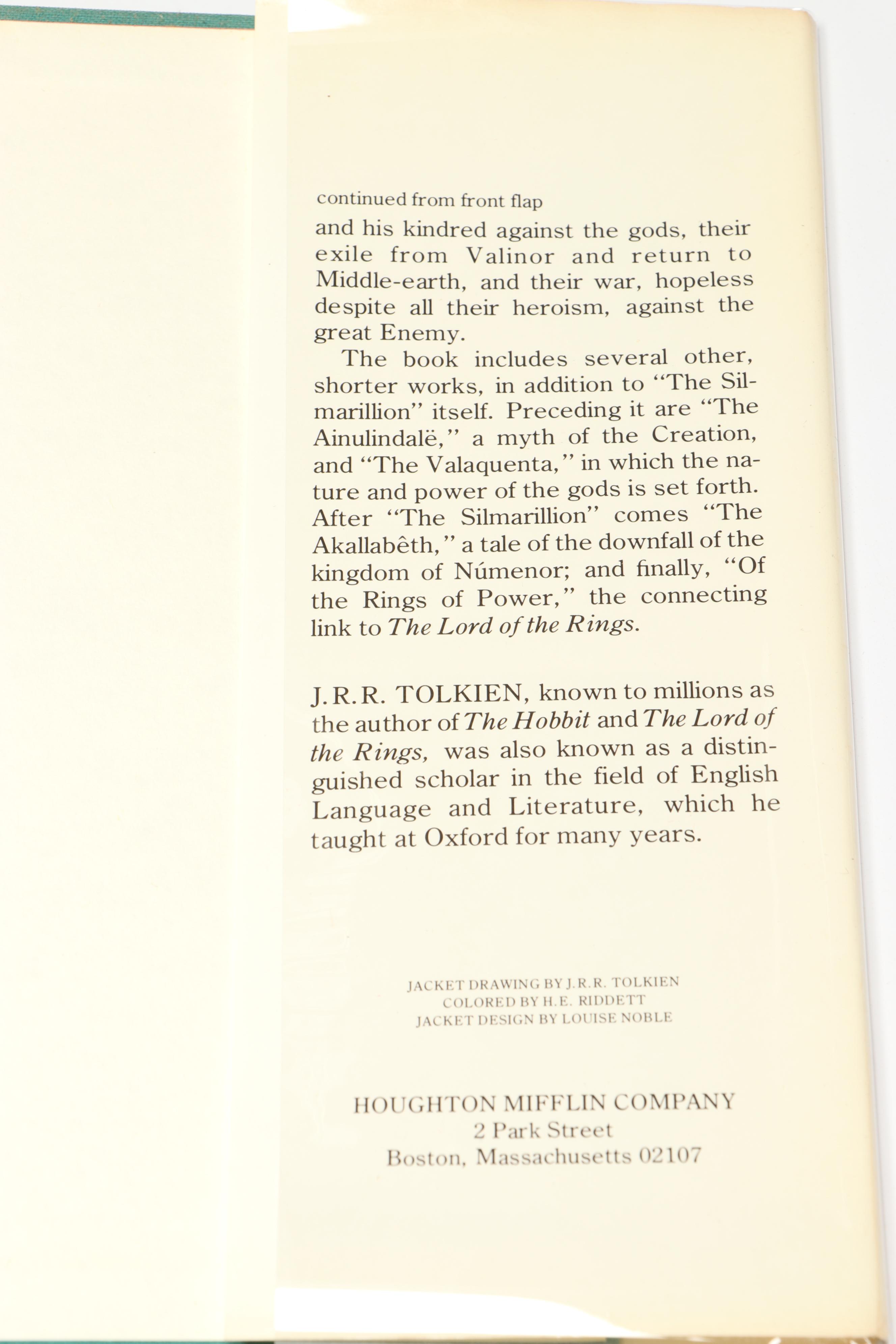 First American Edition "The Silmarillion" by J. R. R. Tolkien with Map, 1977