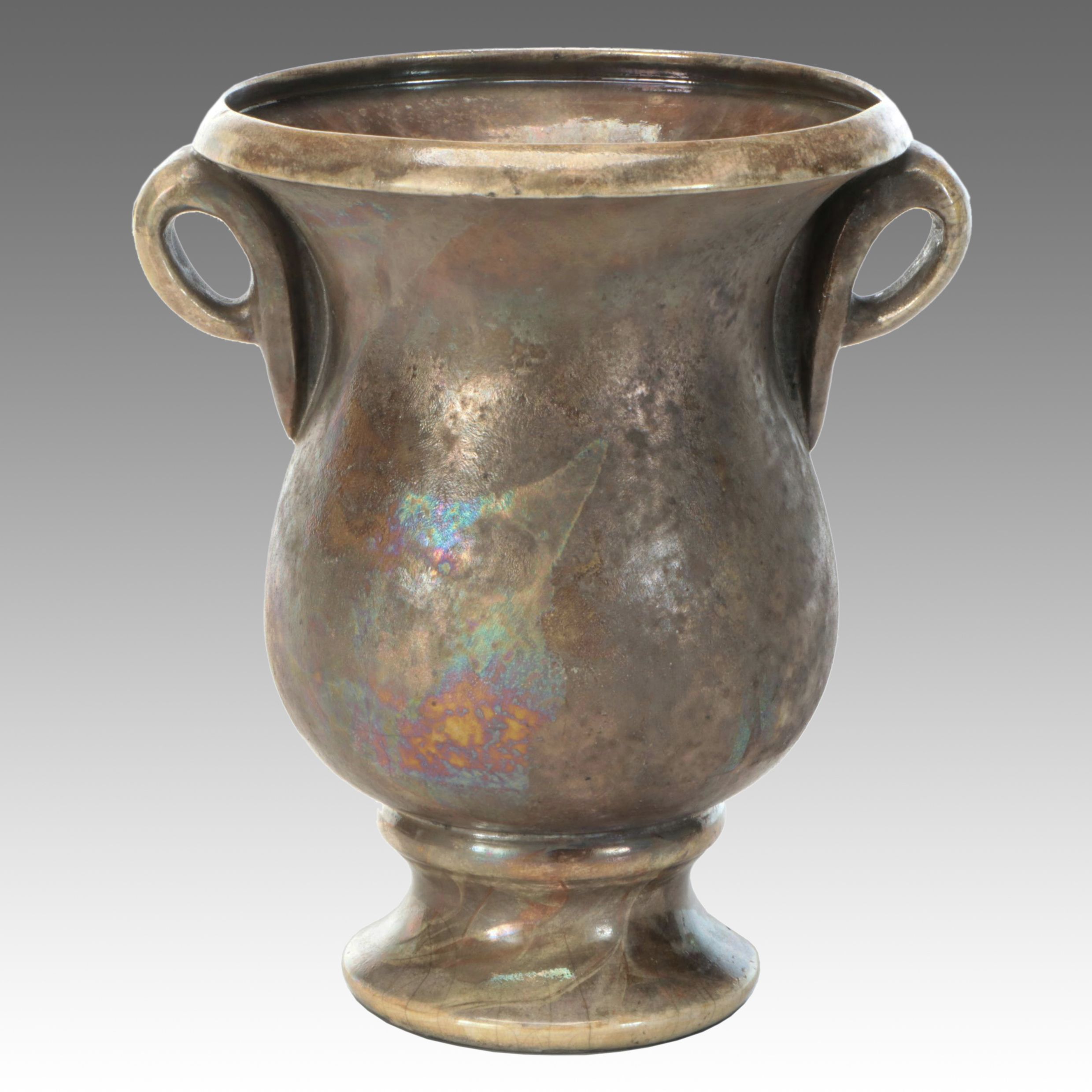 Raku Style Ceramic Handled Vase