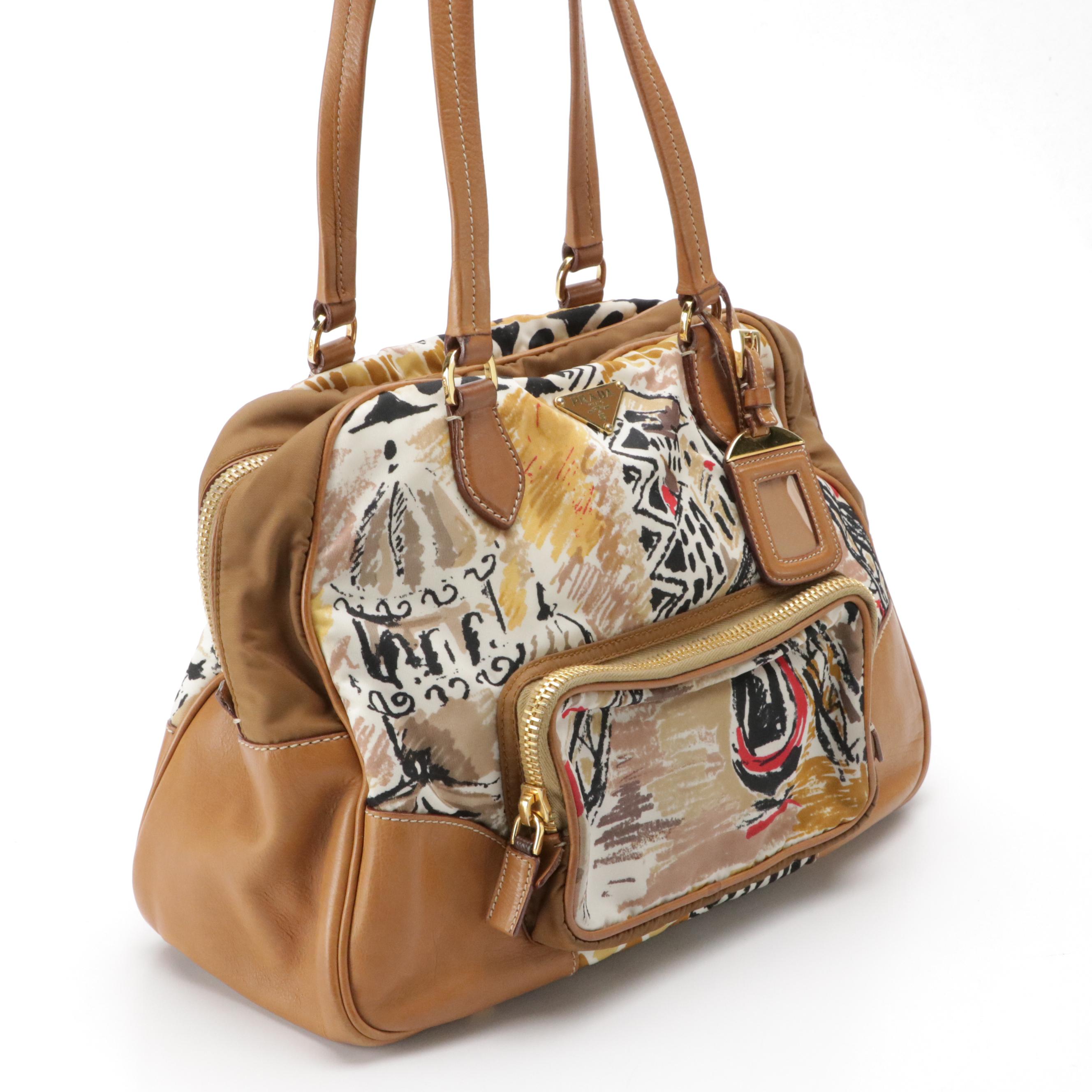 Prada Zippered Satchel Bag in St. Venezi Tessuto Nylon and Leather Trim