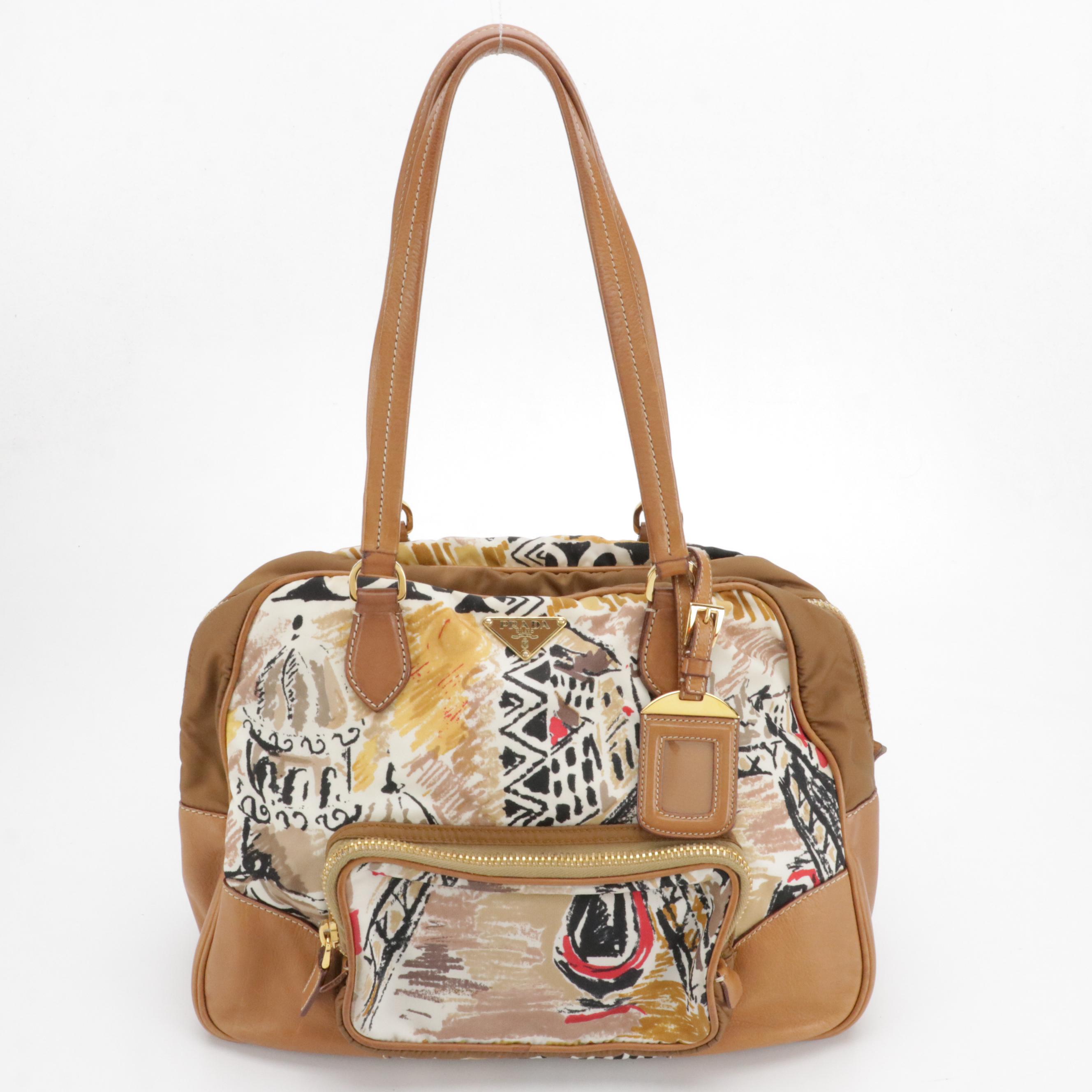 Prada Zippered Satchel Bag in St. Venezi Tessuto Nylon and Leather Trim