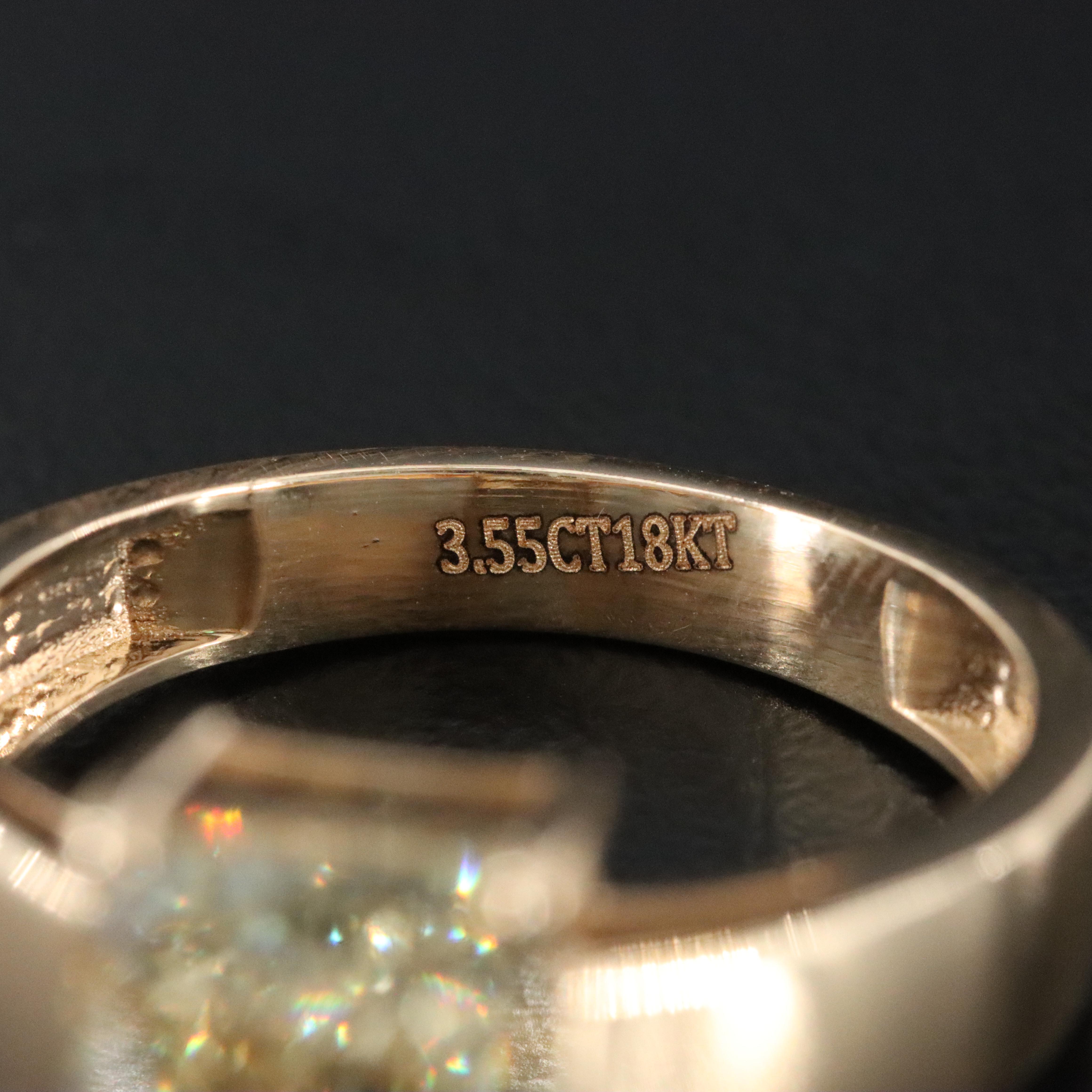 18K 3.55 CT Lab Grown Fancy Yellow Diamond Solitaire Ring with IGI Report