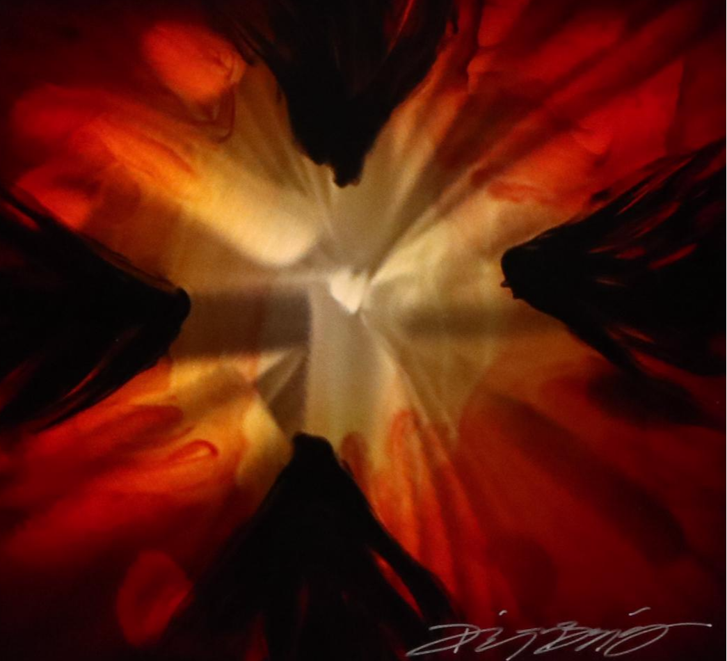 Chris DeRubeis Mixed Media Painting "Mini Burst Red," Circa 2017